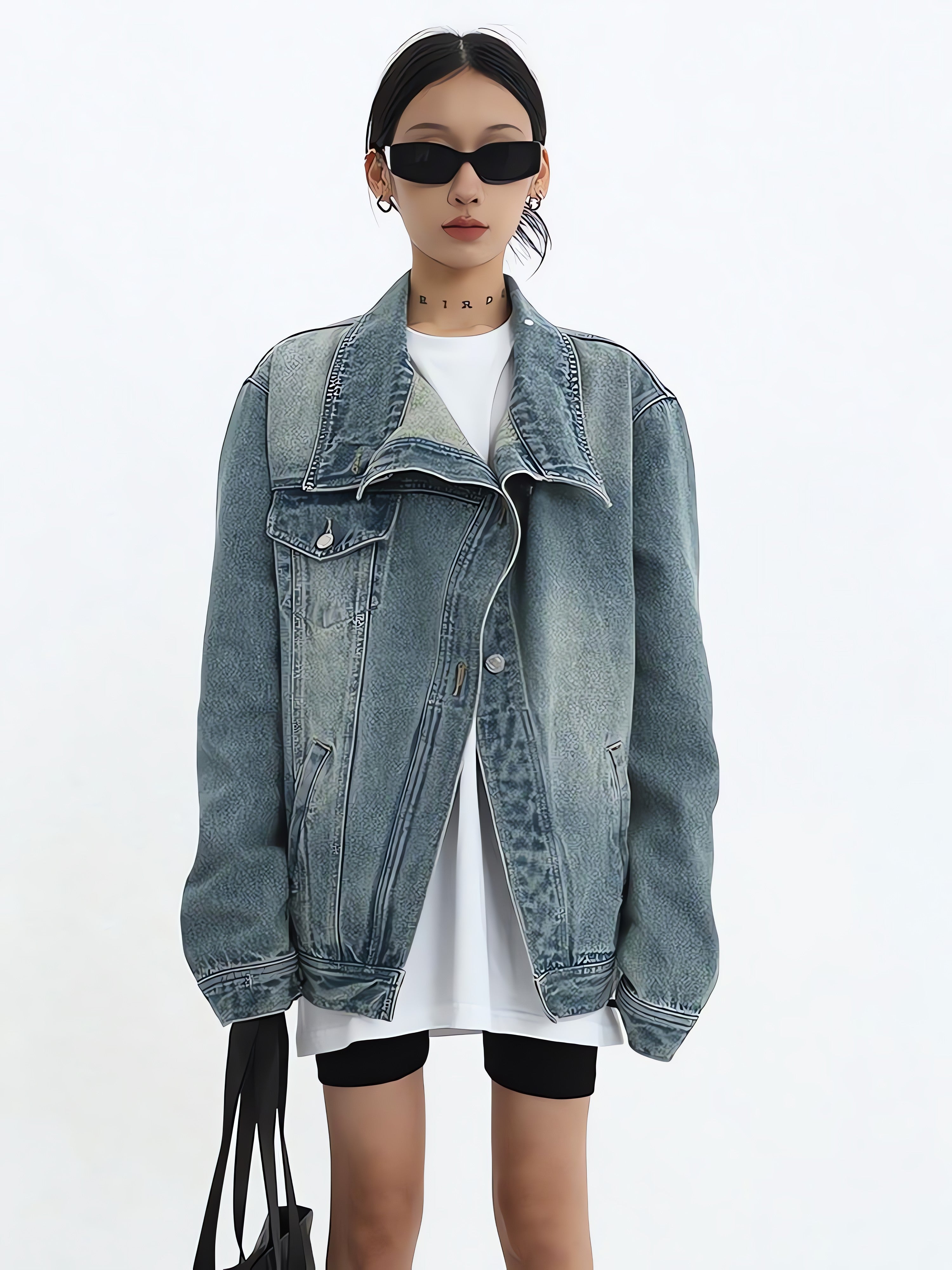 Acubi Asymmetrical Denim Jacket - KAYSMAR