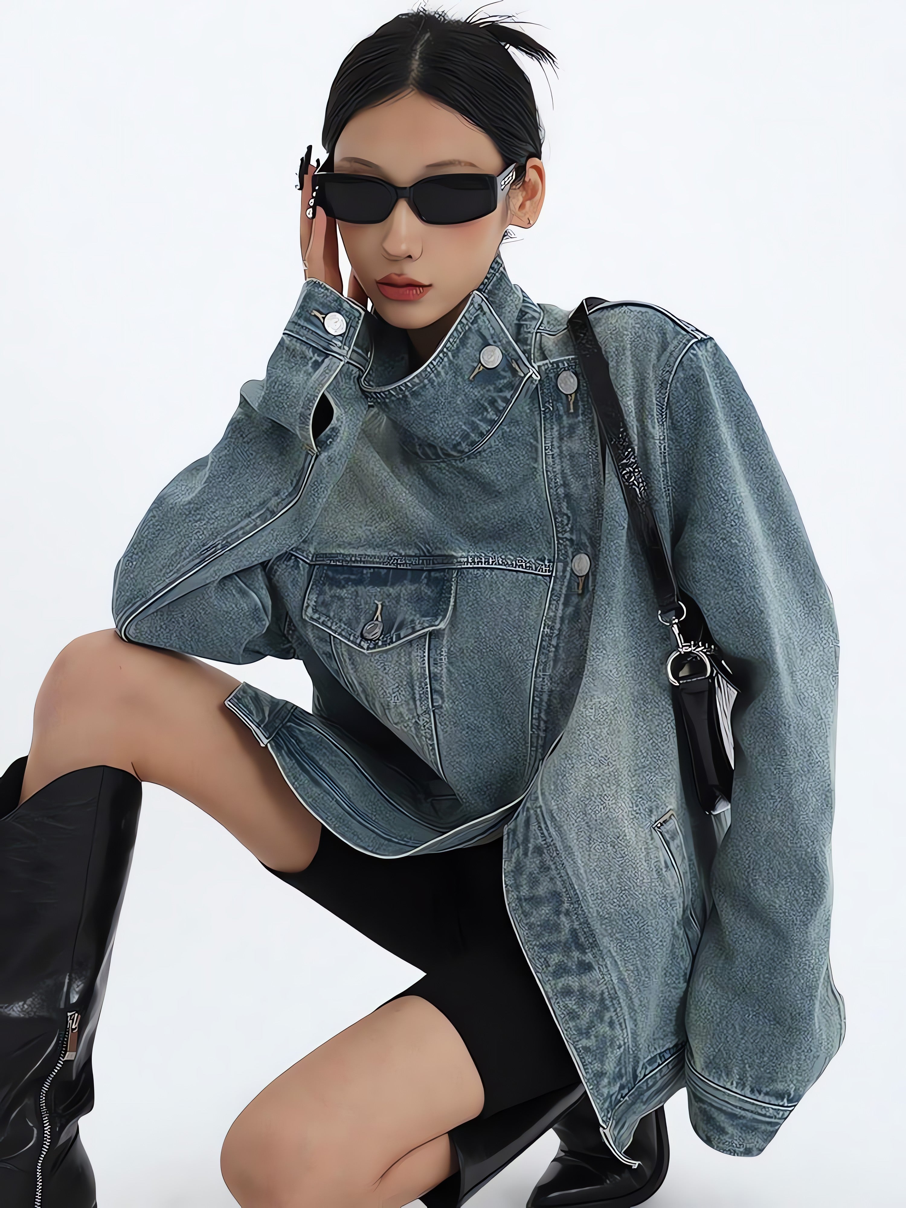 Acubi Asymmetrical Denim Jacket - KAYSMAR