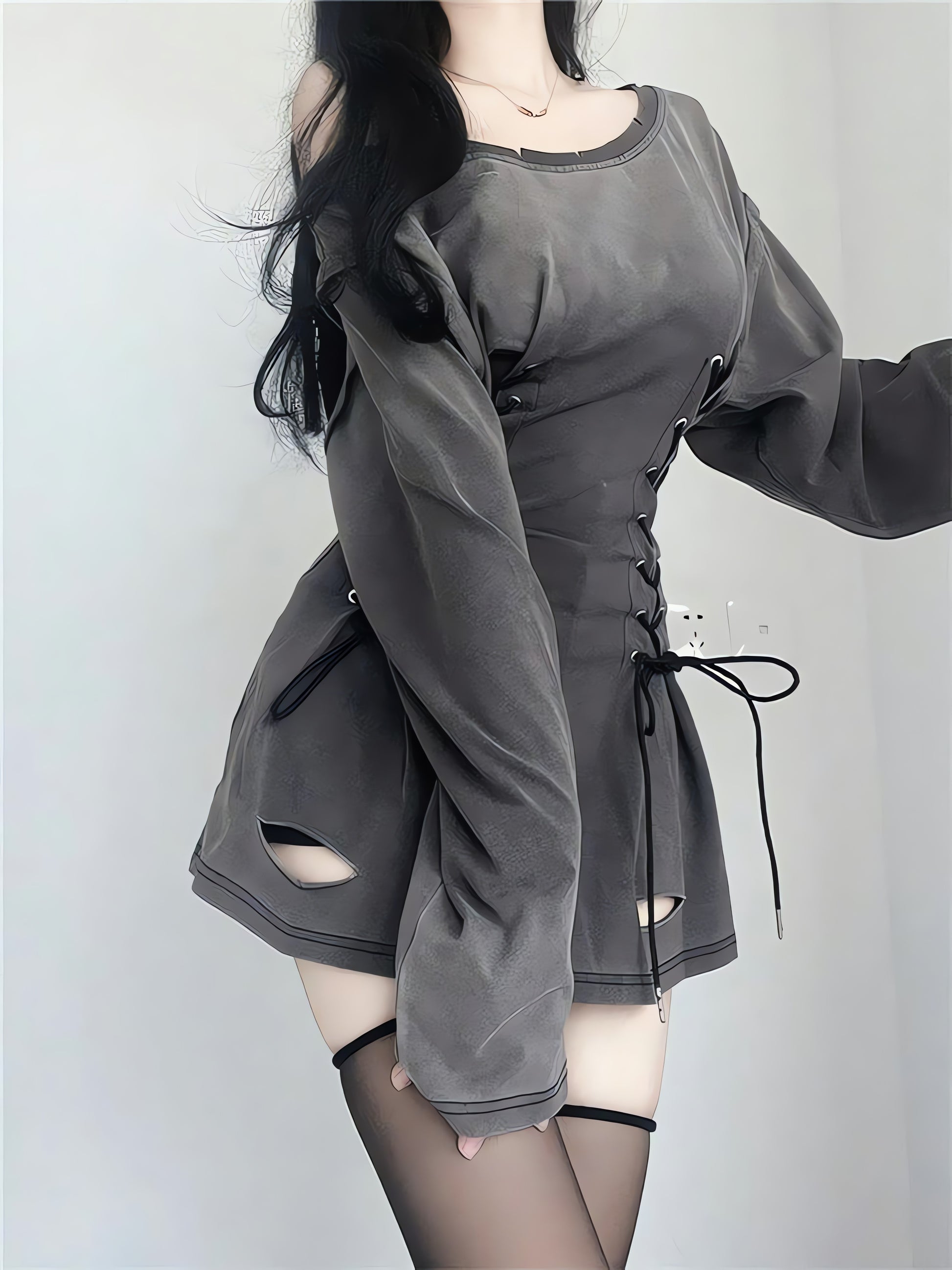 Acubi Smoke Lace Up Mini Dress - KAYSMAR