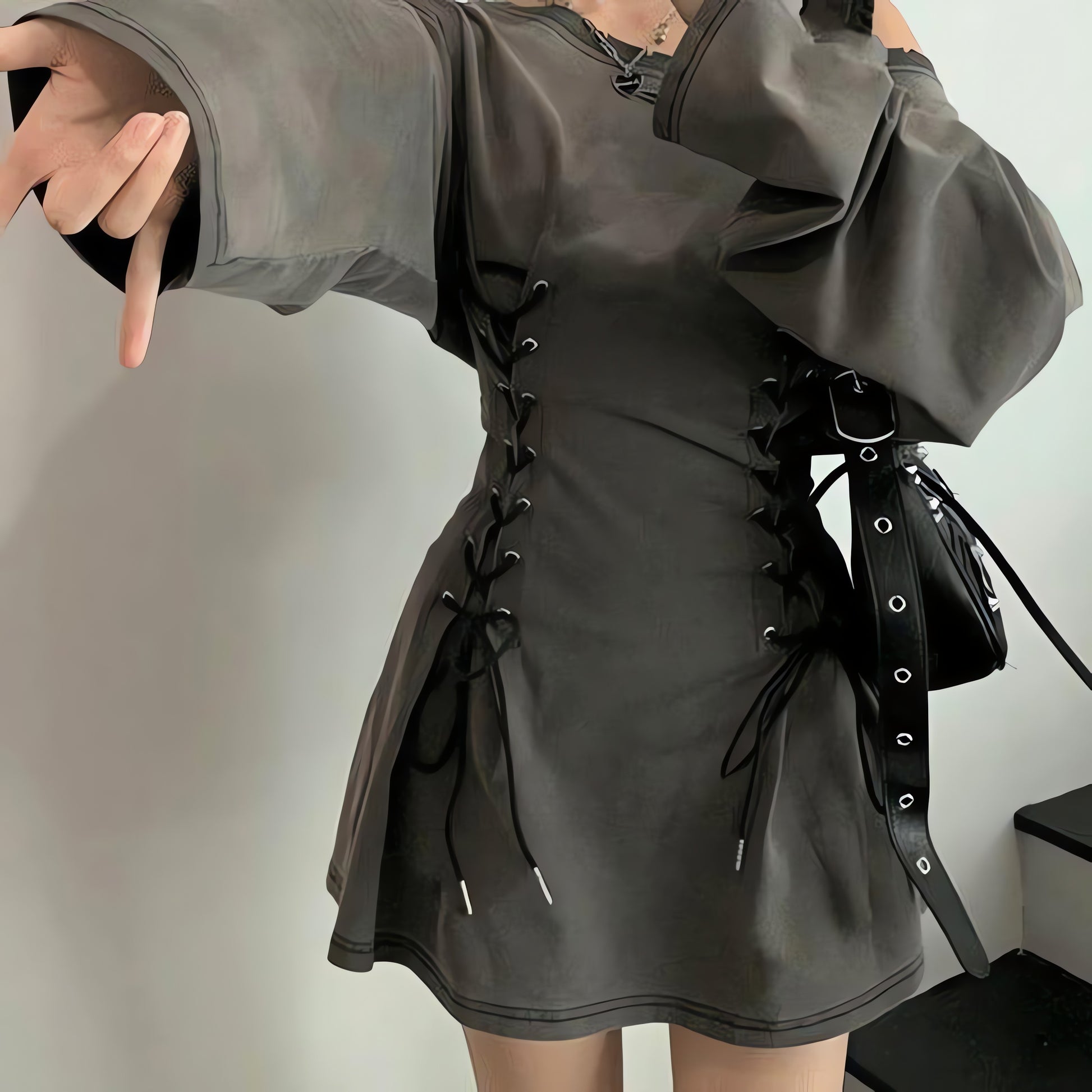 Acubi Smoke Lace Up Mini Dress - KAYSMAR
