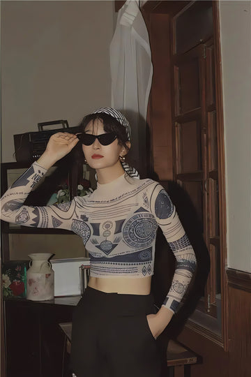 Ancient Egyptian Mystique Symbol Crop Top - KAYSMAR