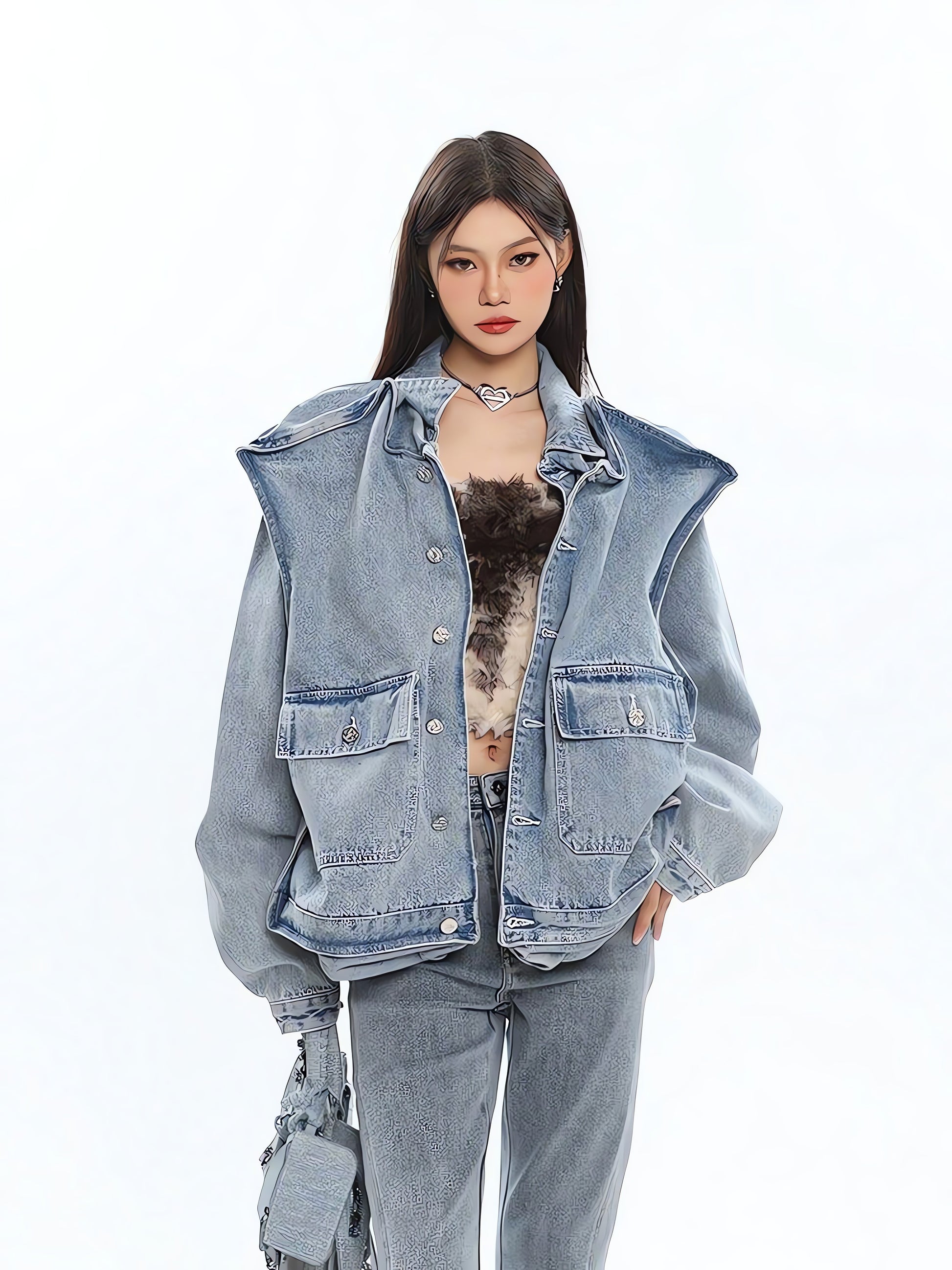 Asymmetric Design Denim Jacket - KAYSMAR