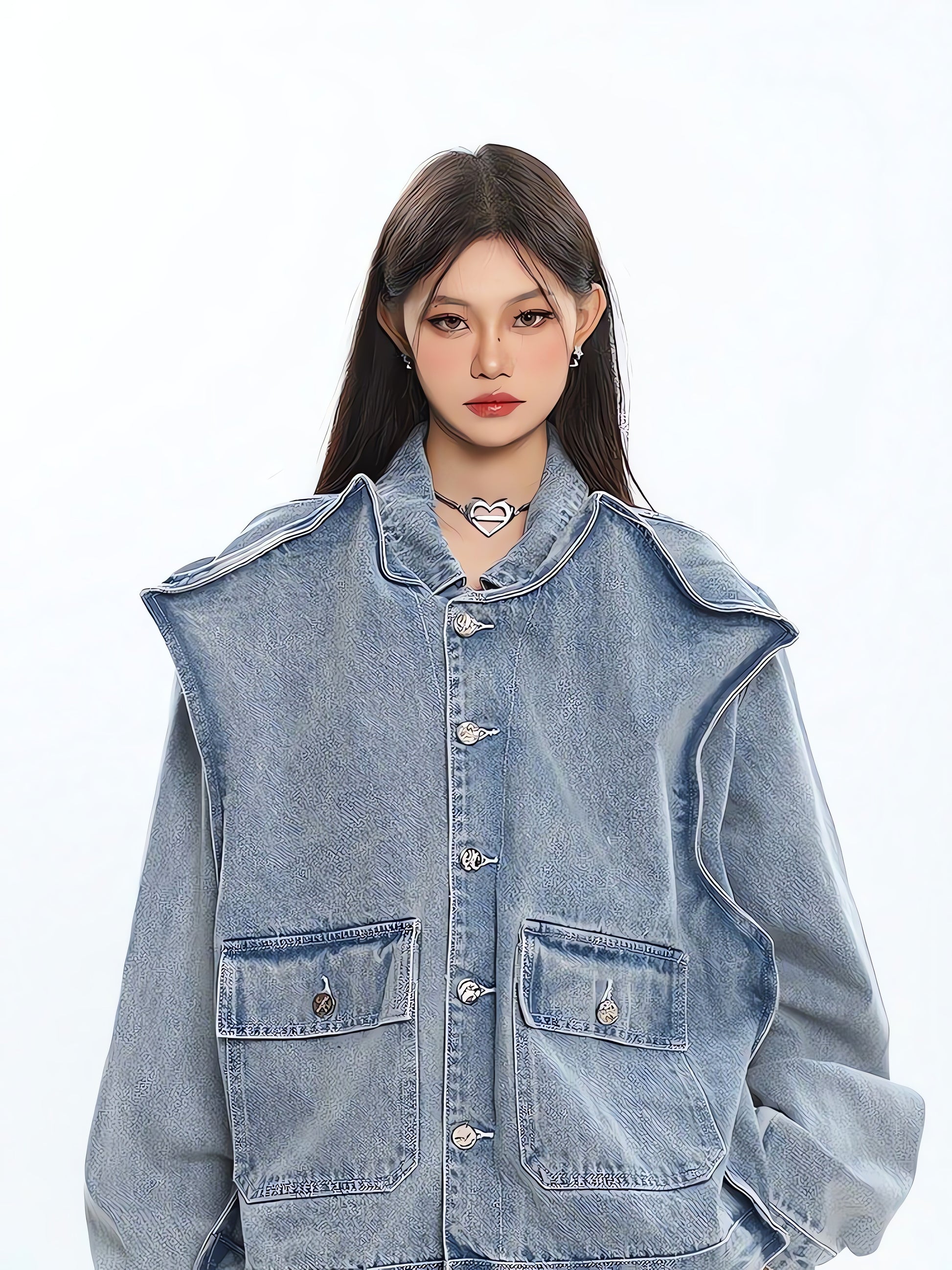 Asymmetric Design Denim Jacket - KAYSMAR