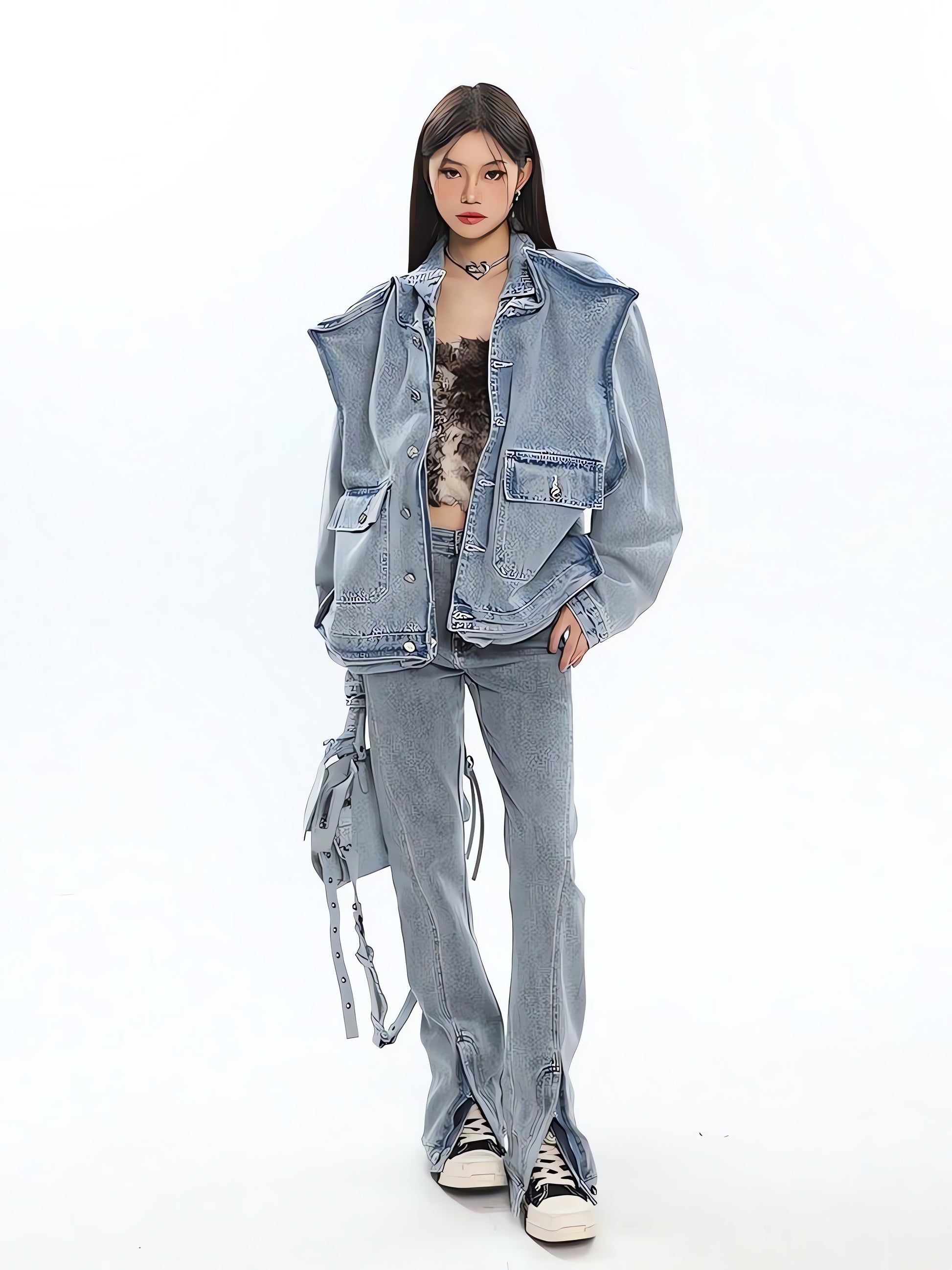 Asymmetric Design Denim Jacket - KAYSMAR