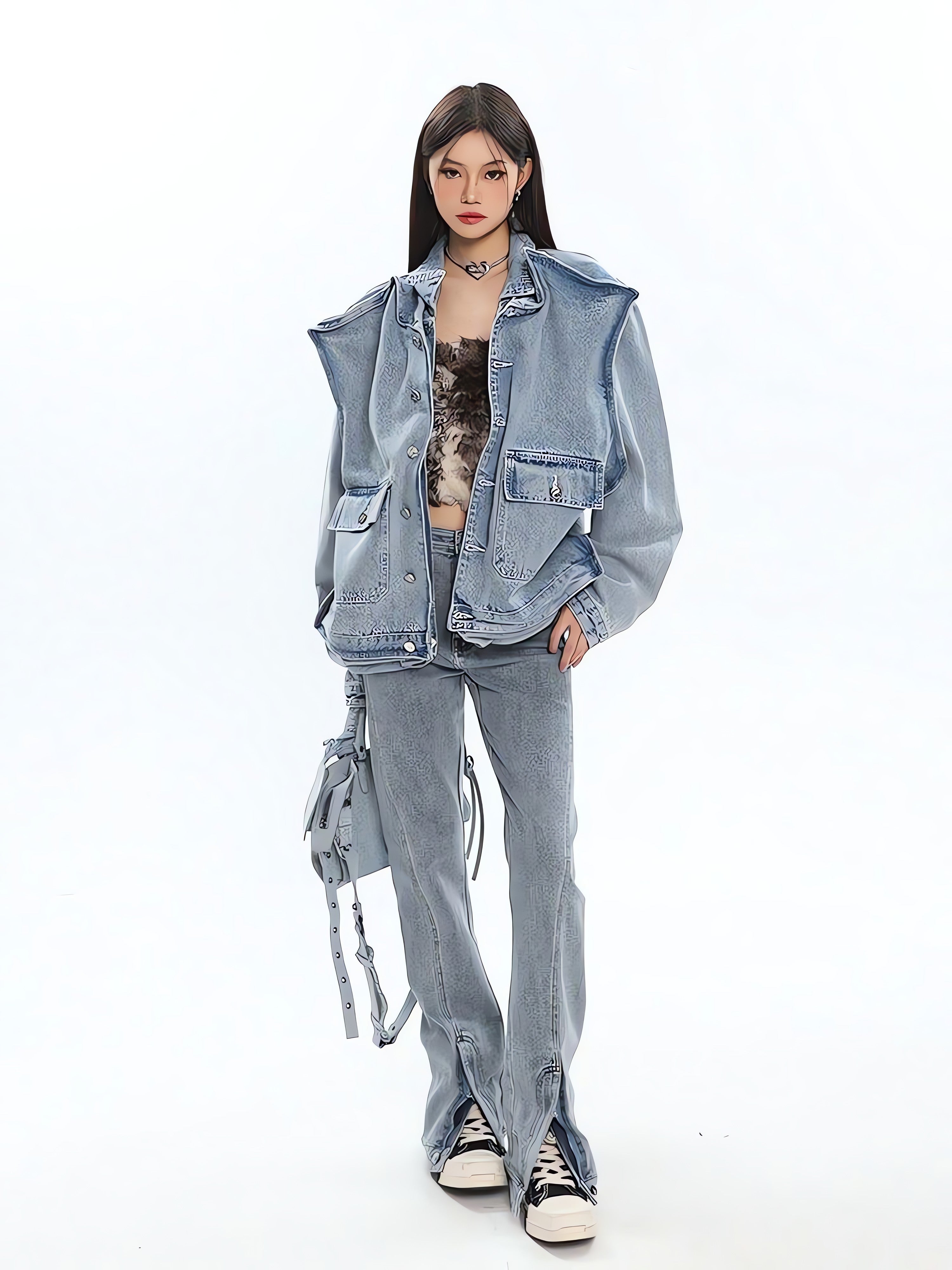 Asymmetric Design Denim Jacket - KAYSMAR