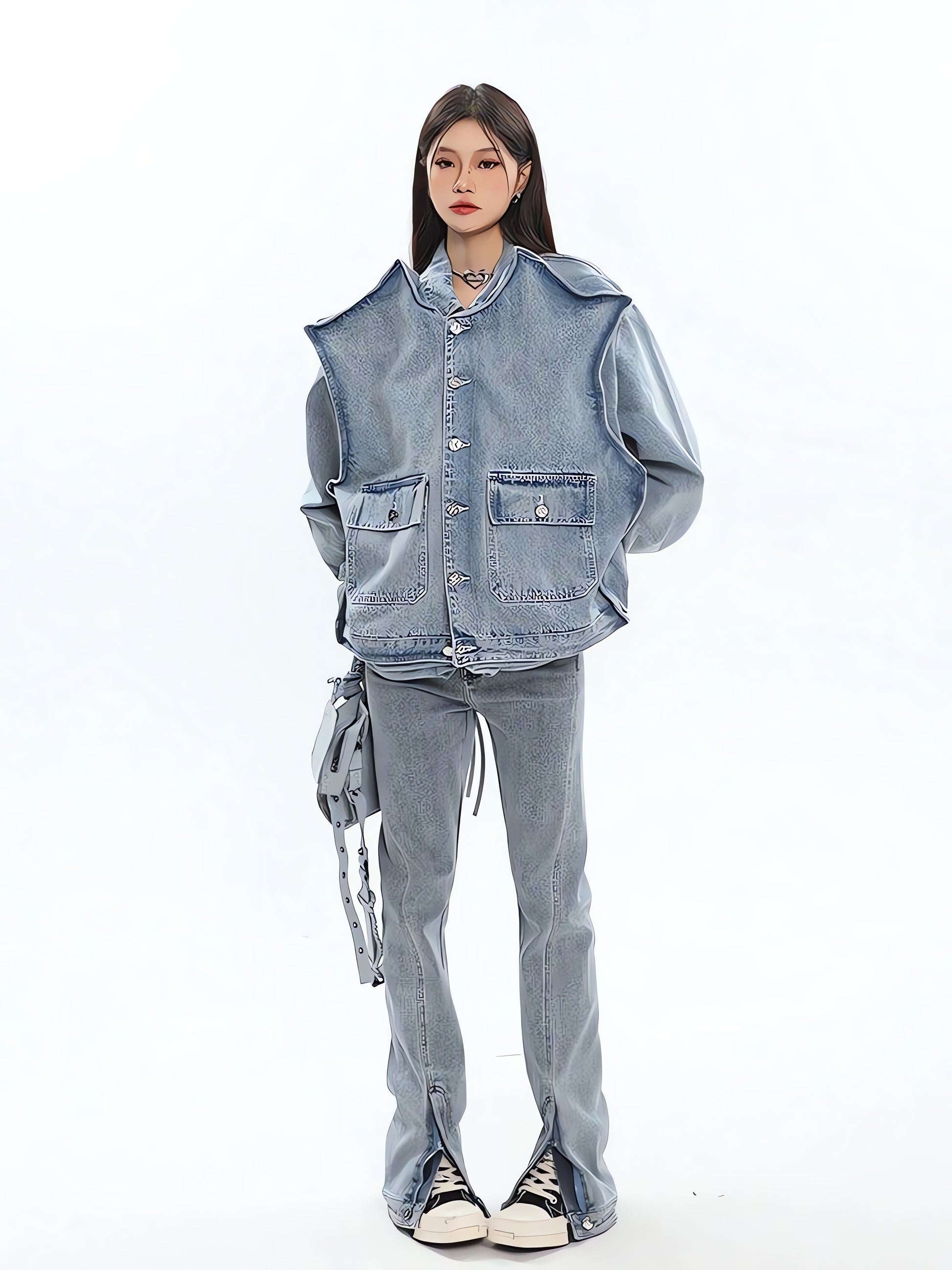 Asymmetric Design Denim Jacket - KAYSMAR