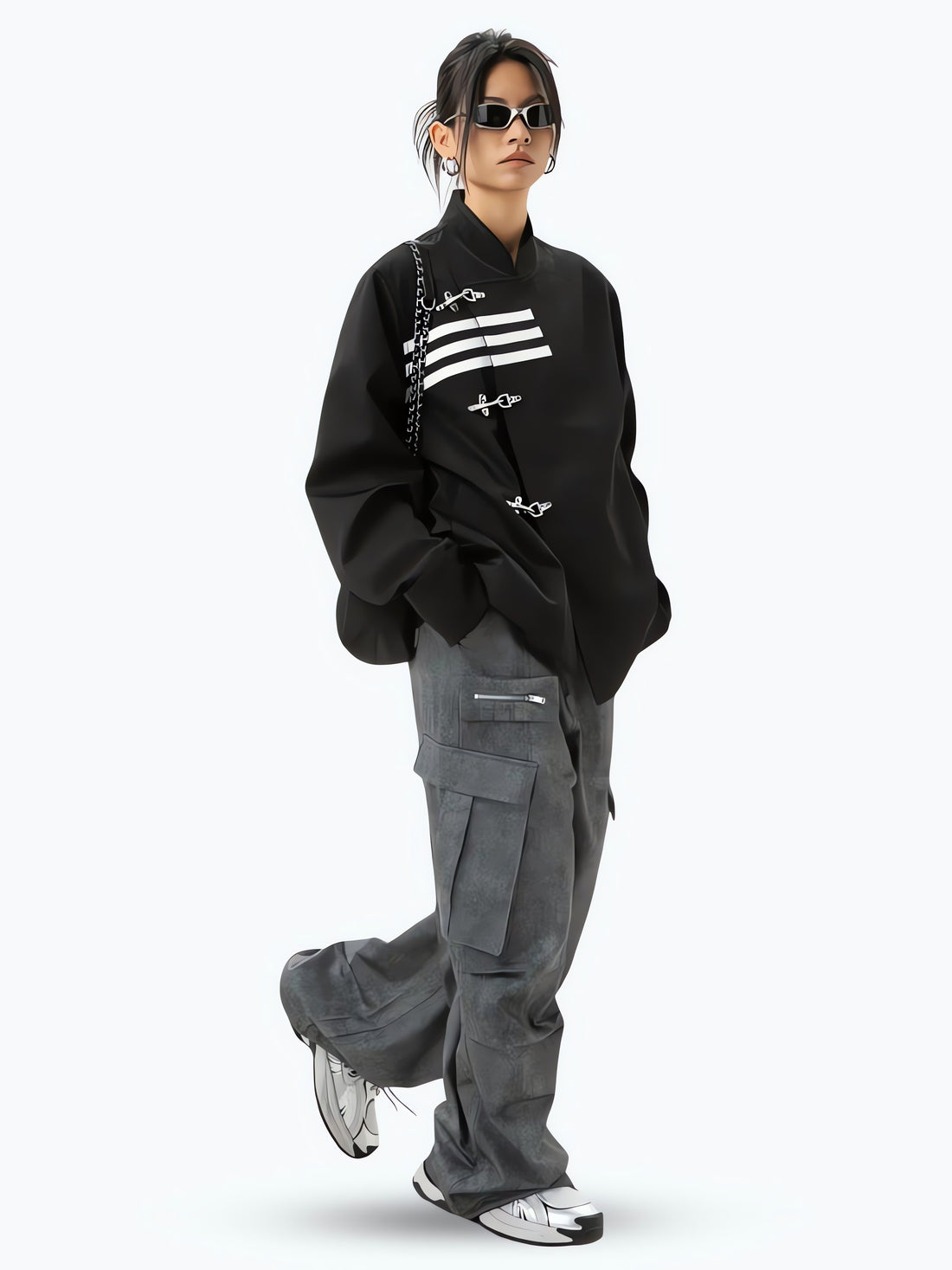 Asymmetric Frog Button Jacket - KAYSMAR