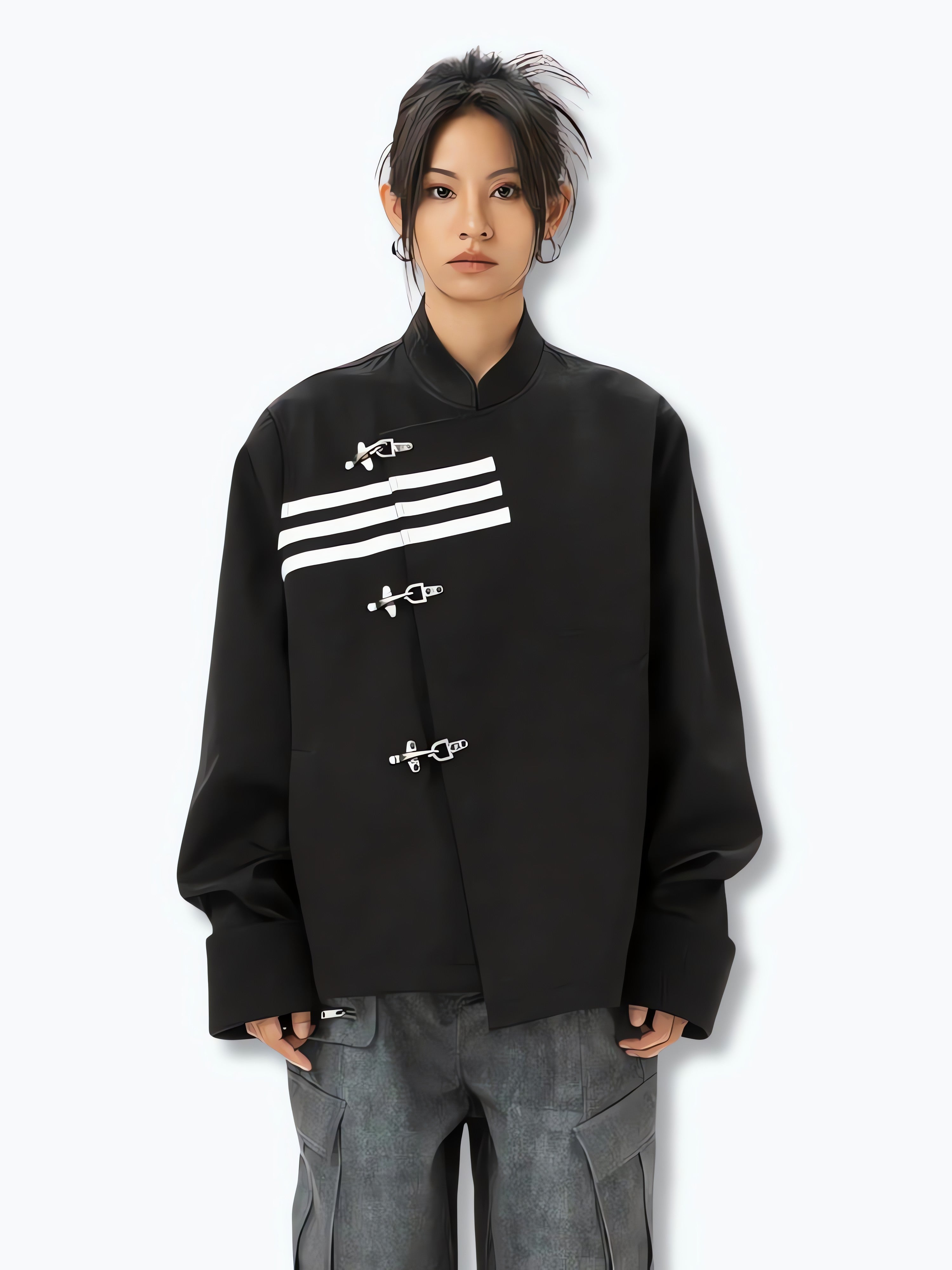 Asymmetric Frog Button Jacket - KAYSMAR