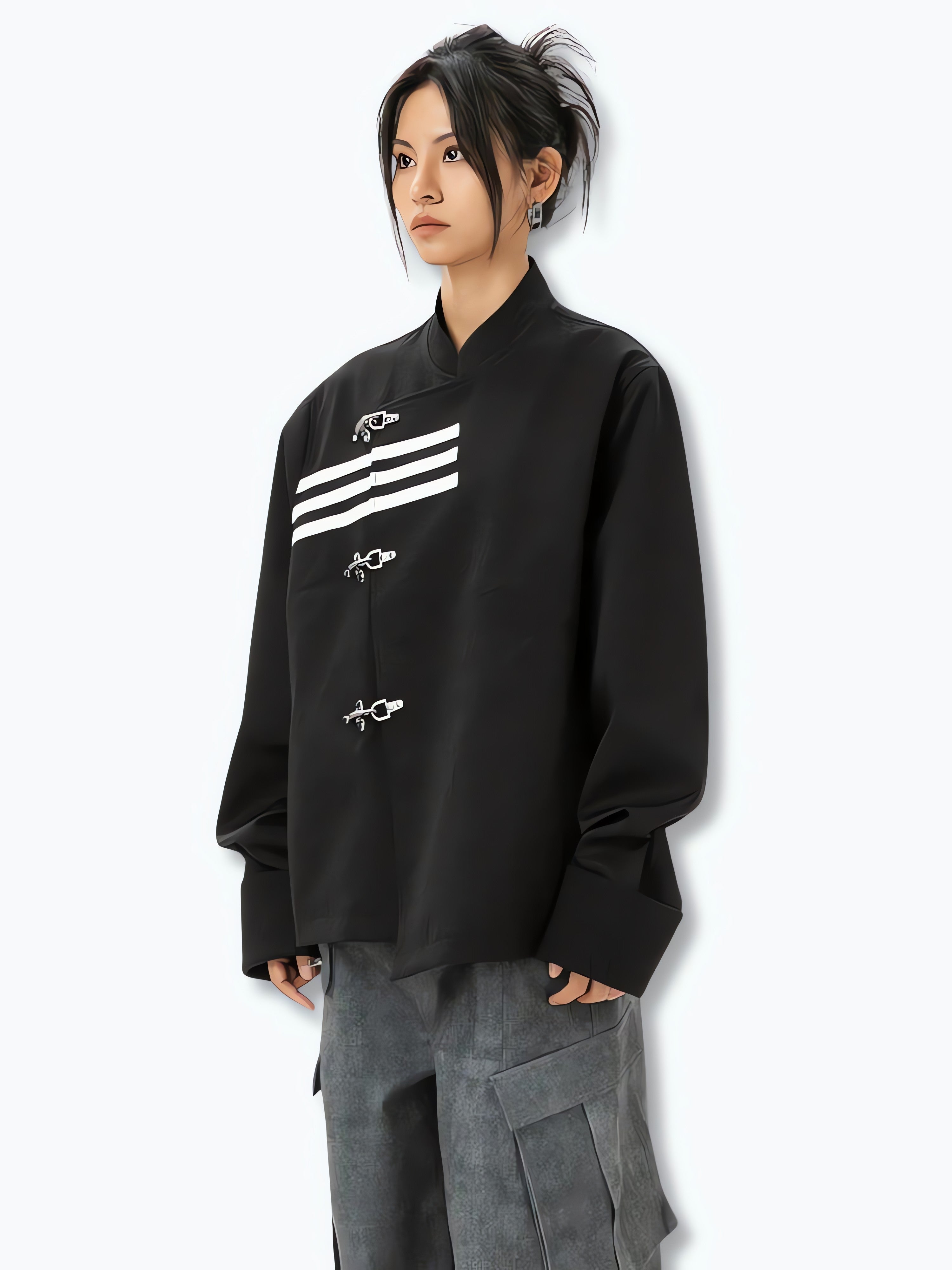 Asymmetric Frog Button Jacket - KAYSMAR