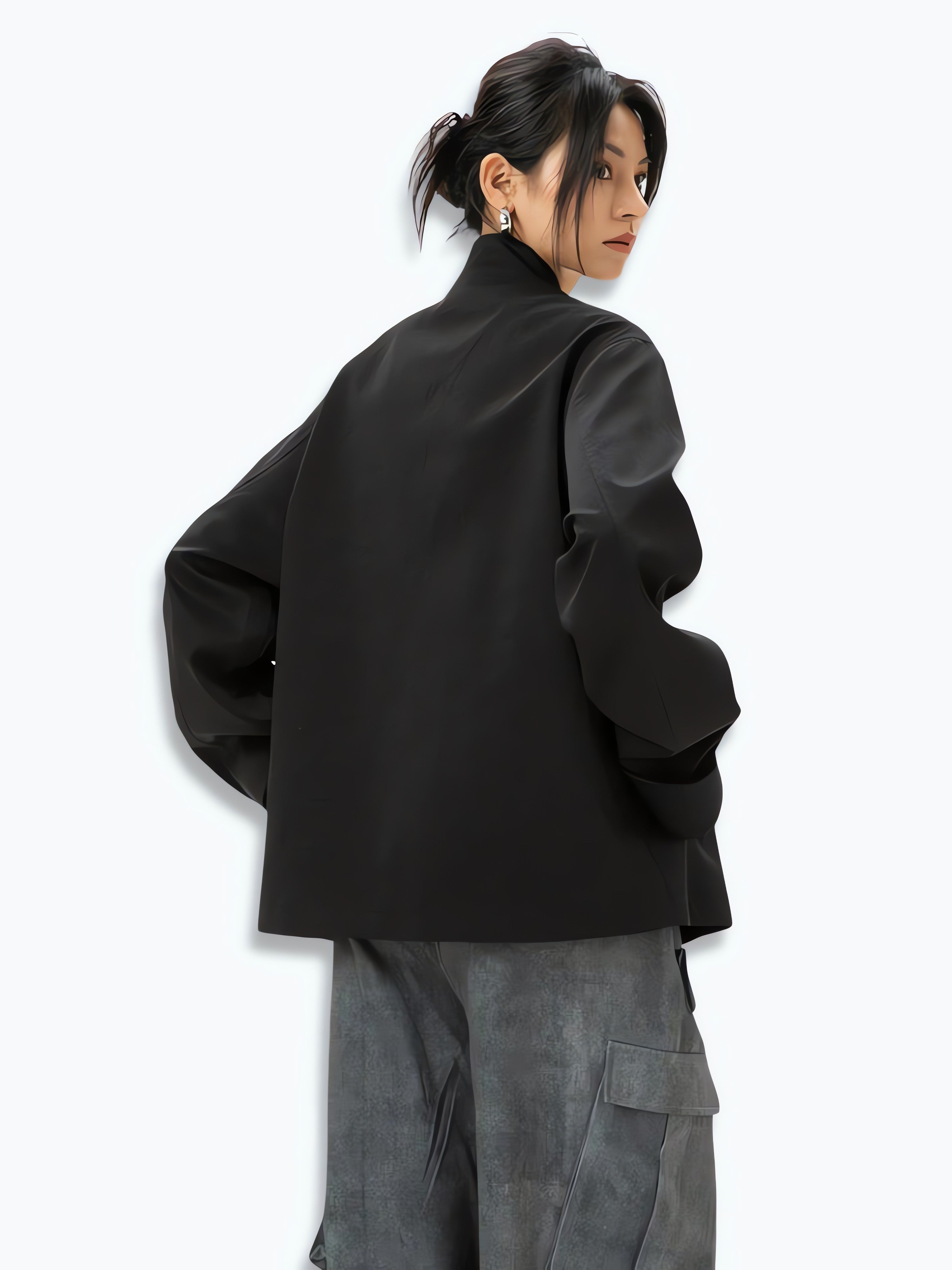 Asymmetric Frog Button Jacket - KAYSMAR