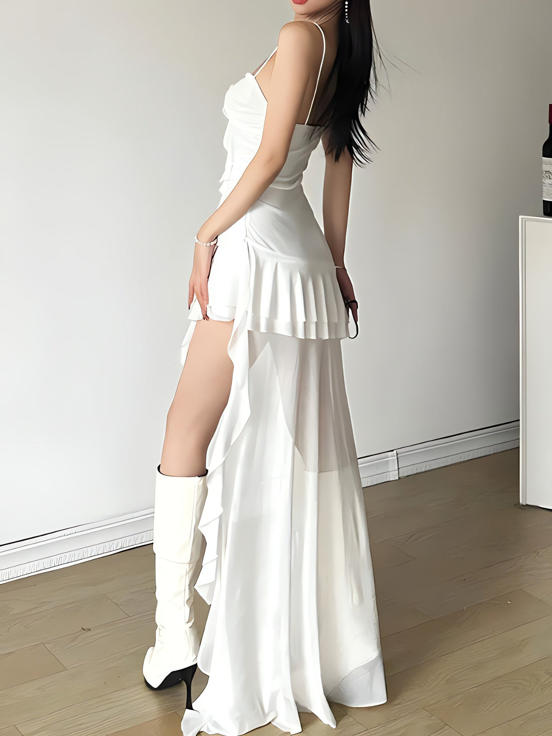 Asymmetric Mesh Mini Dress - KAYSMAR