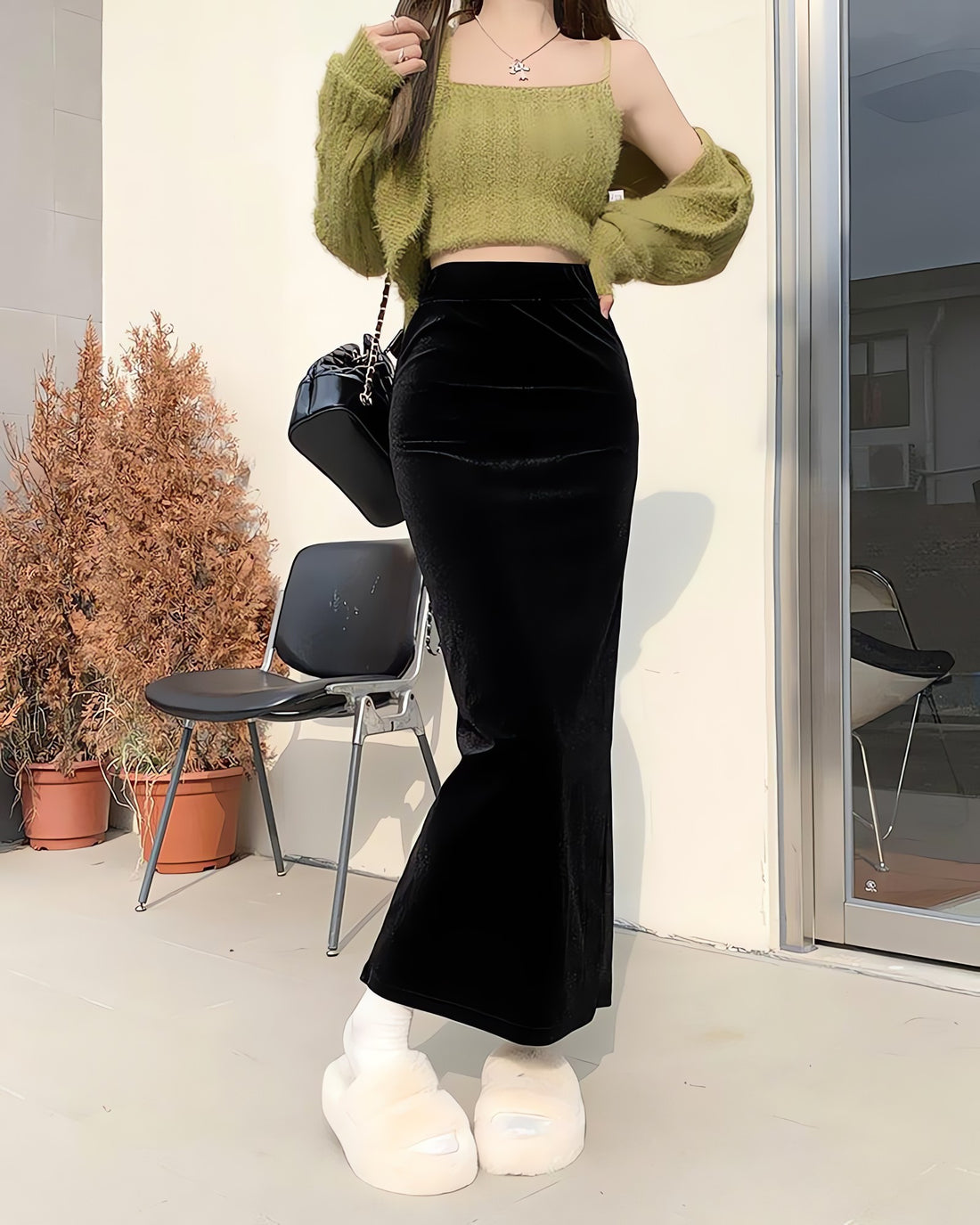 Back Slit Maxi Pencil Skirt - KAYSMAR