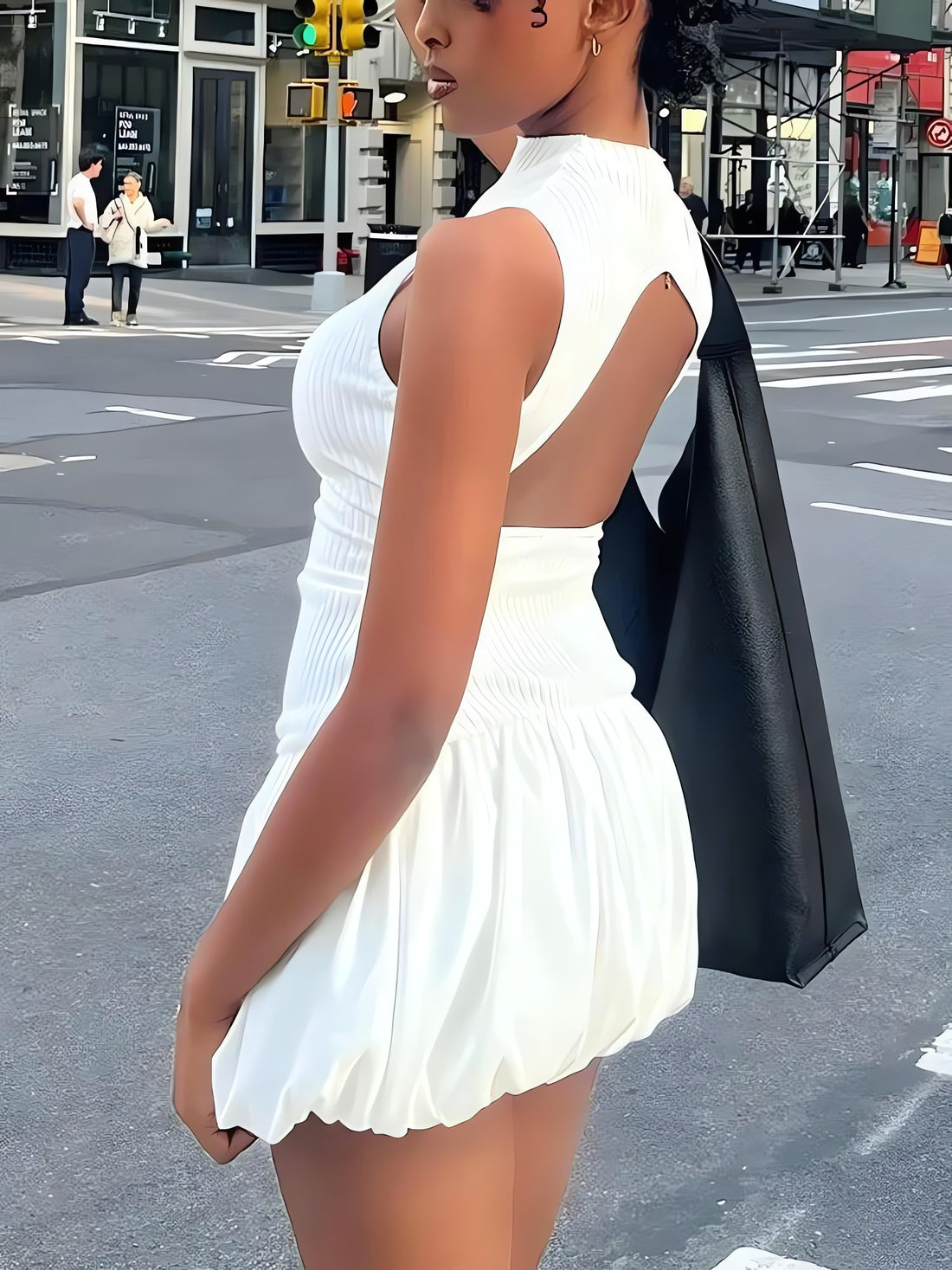 Backless Bubble Mini Dress - KAYSMAR