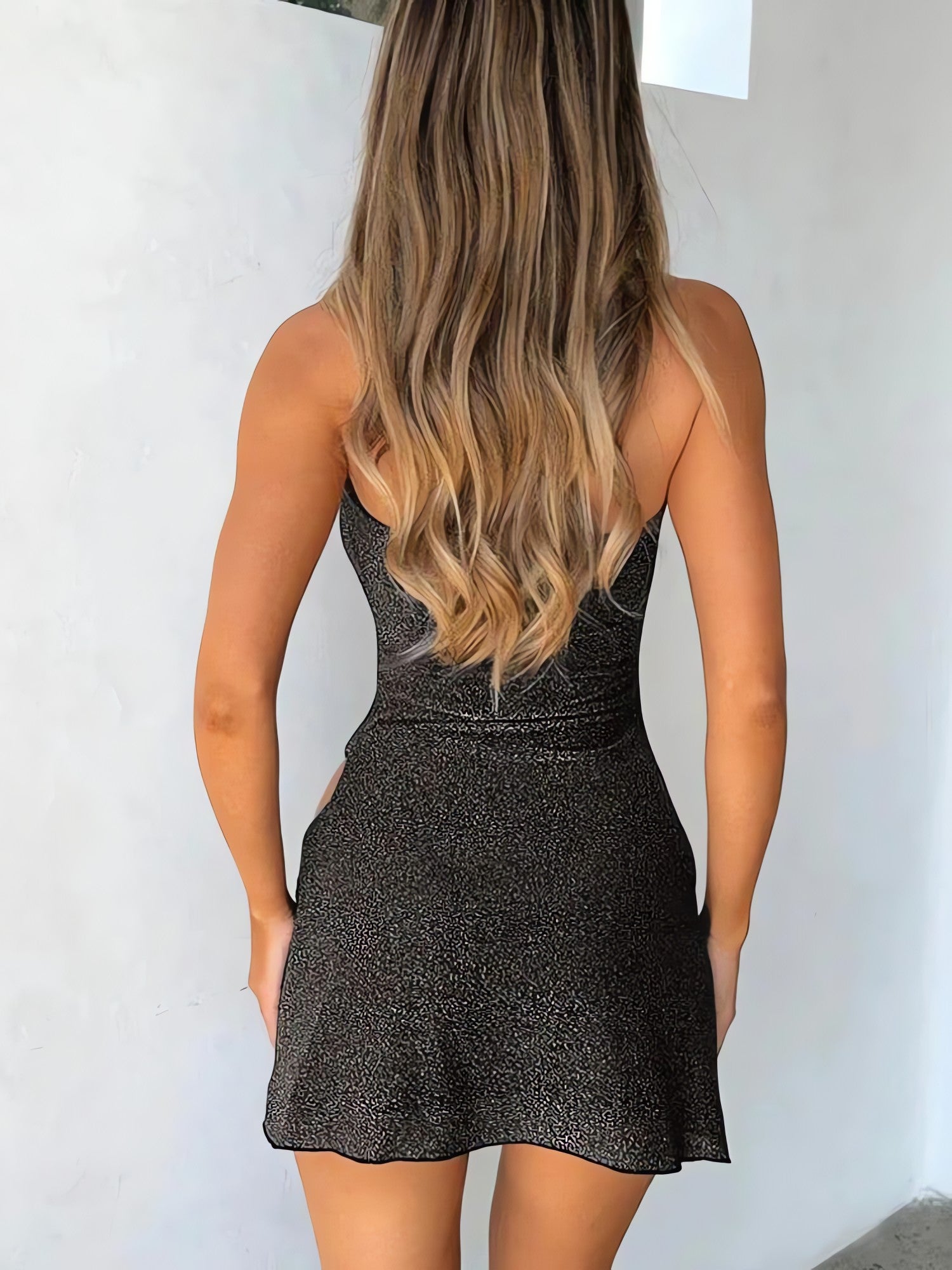 Baddie Glitter High Slit Mini Dress - KAYSMAR