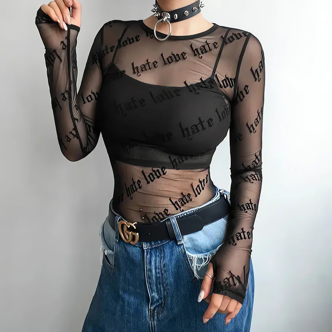 Baddie Love Hate Sheer Mesh Top - KAYSMAR