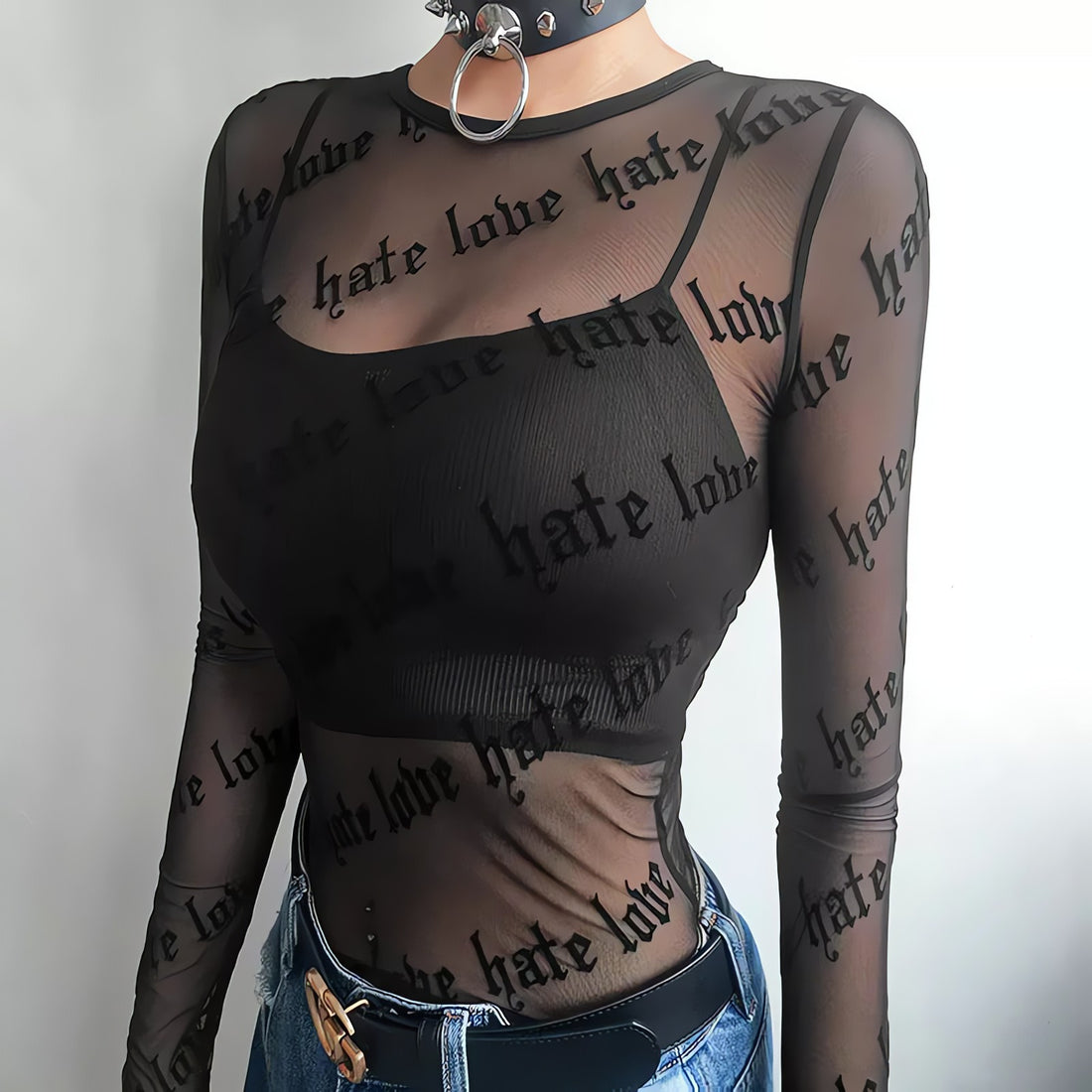 Baddie Love Hate Sheer Mesh Top - KAYSMAR