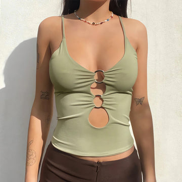 Baddie O-Ring Plunge Neck Top - KAYSMAR