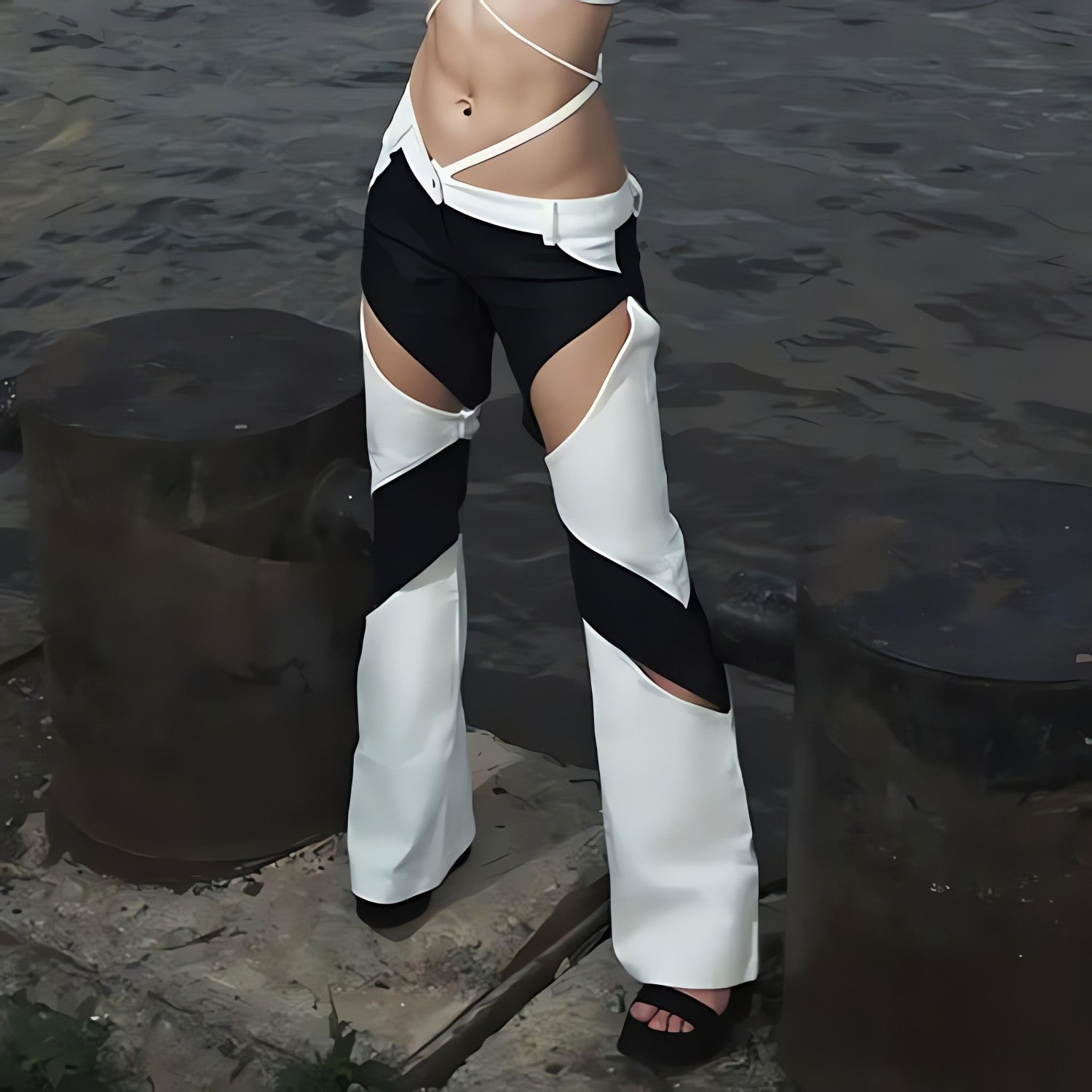 Baddie Patchwork Cut-Out Festival Pants - KAYSMAR