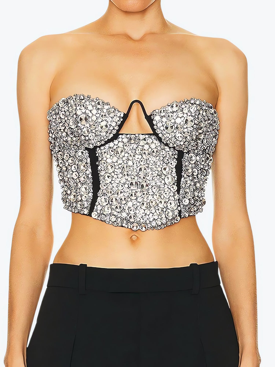 Baddie Rhinestone Bustier Crop Top - KAYSMAR