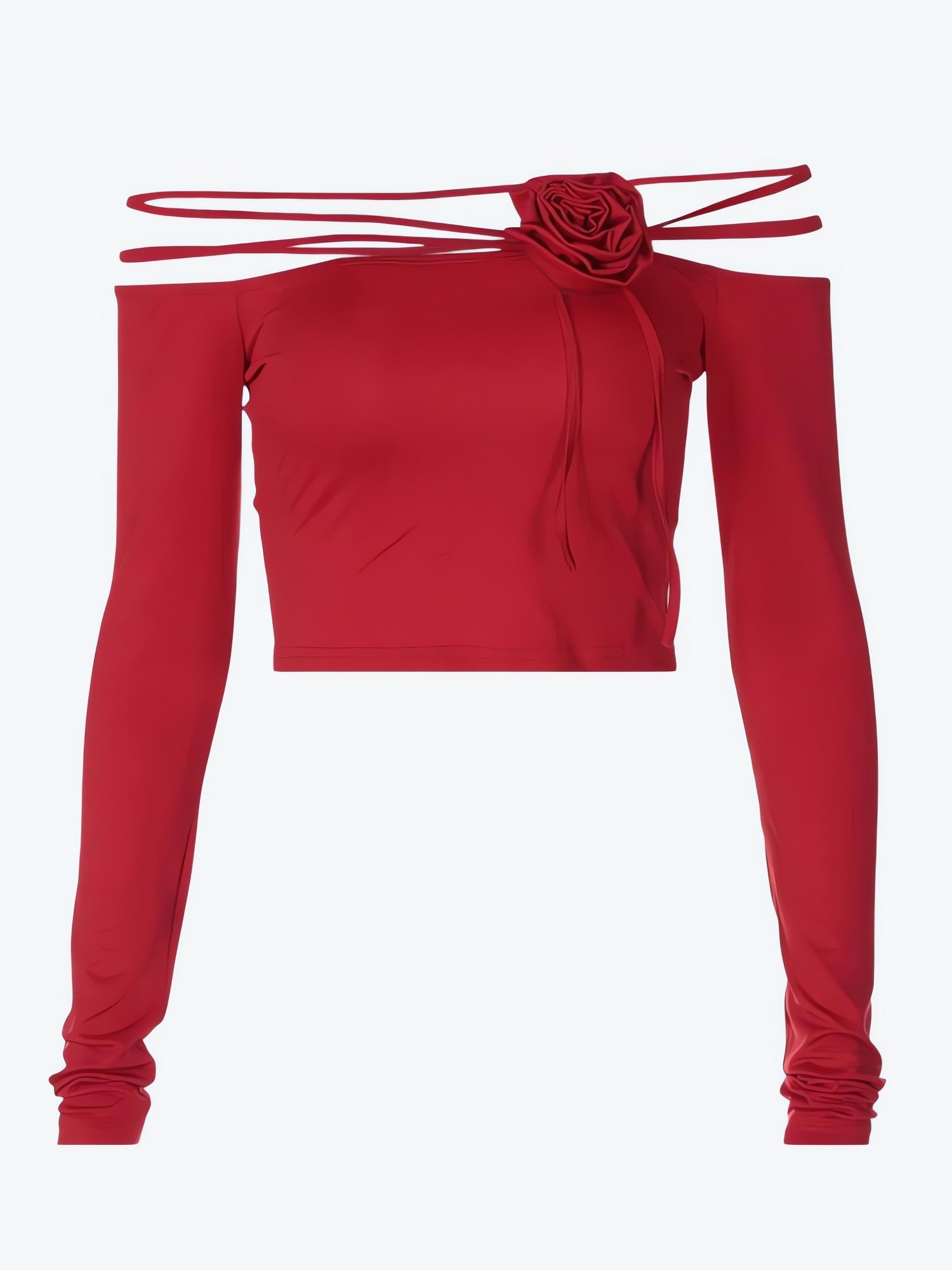 Baddie Rose Asymmetric Off Shoulder Top - KAYSMAR