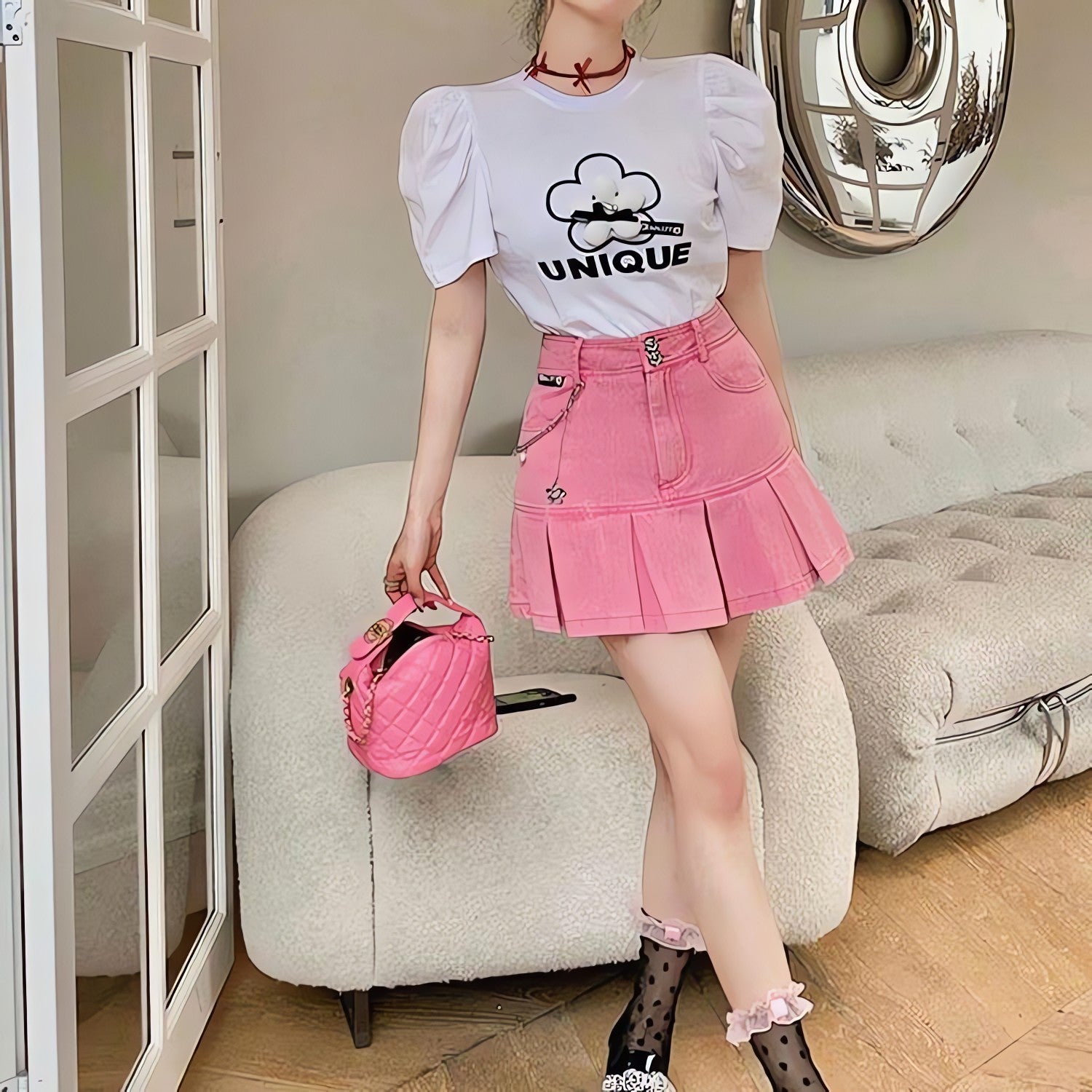 Barbie Pleated Denim Mini Skirt - KAYSMAR