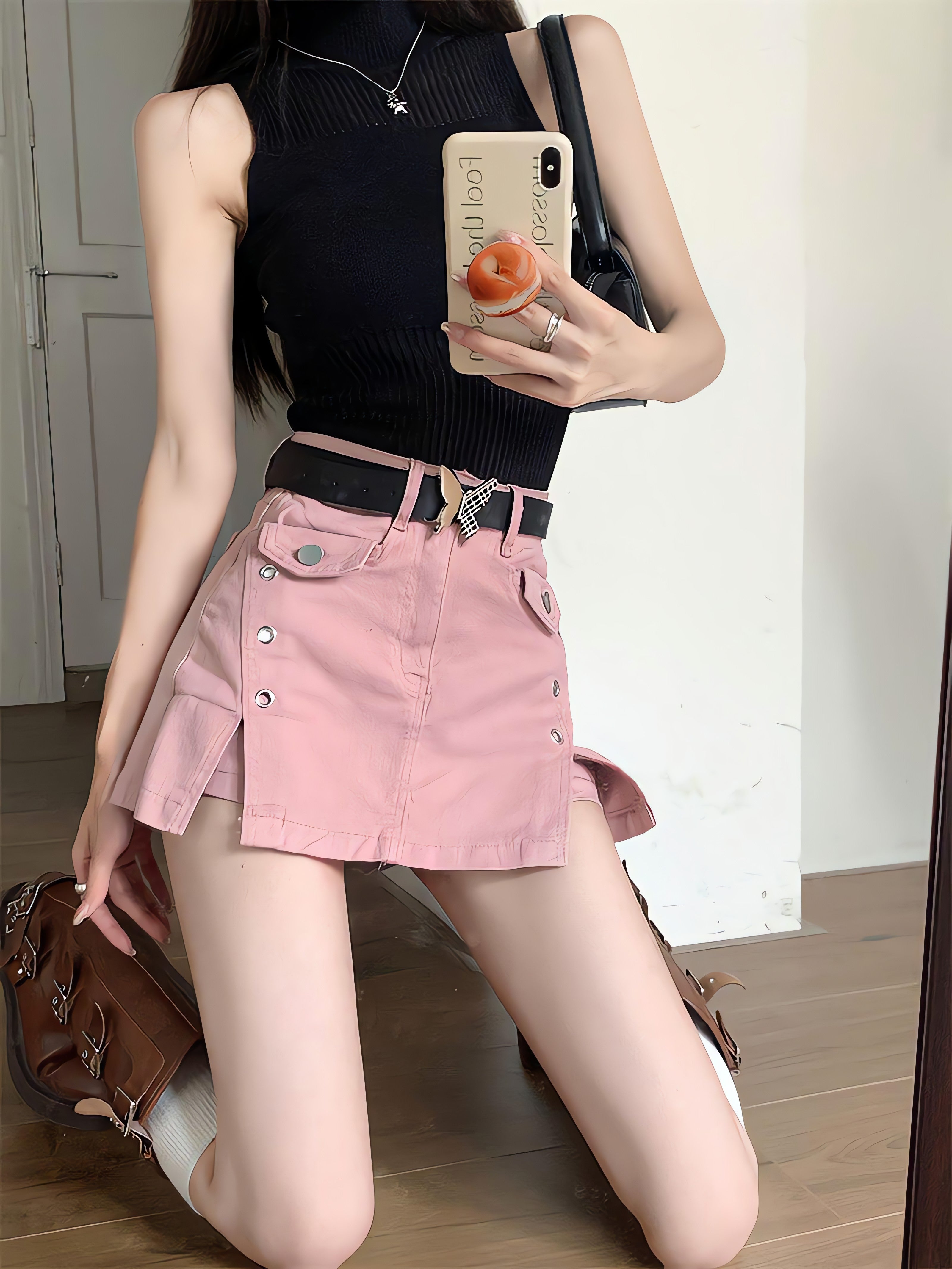 Barbie Side Slit Denim Mini Skirt - KAYSMAR