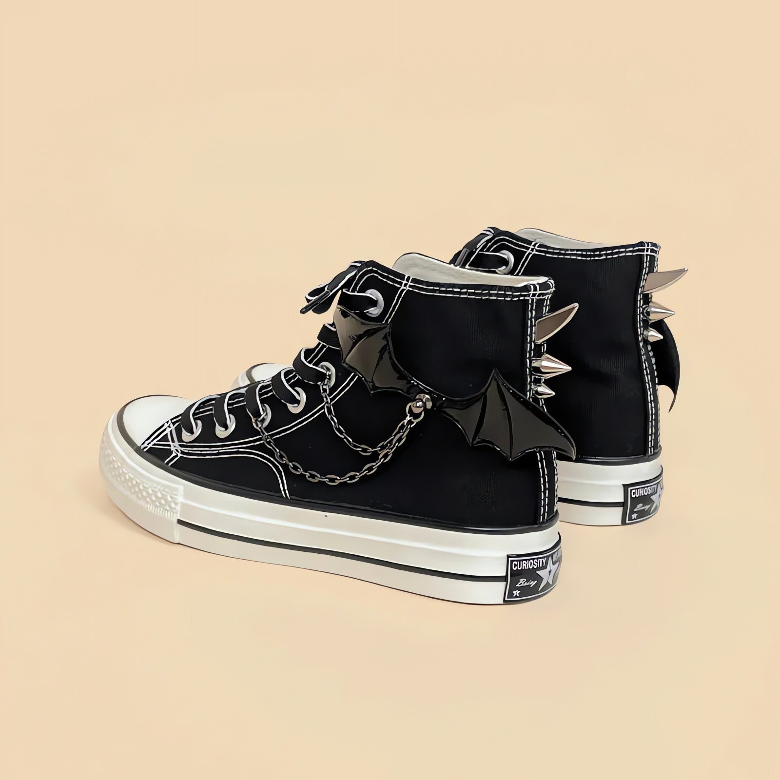 Bat Wings Spiked Canvas Shoes - KAYSMAR