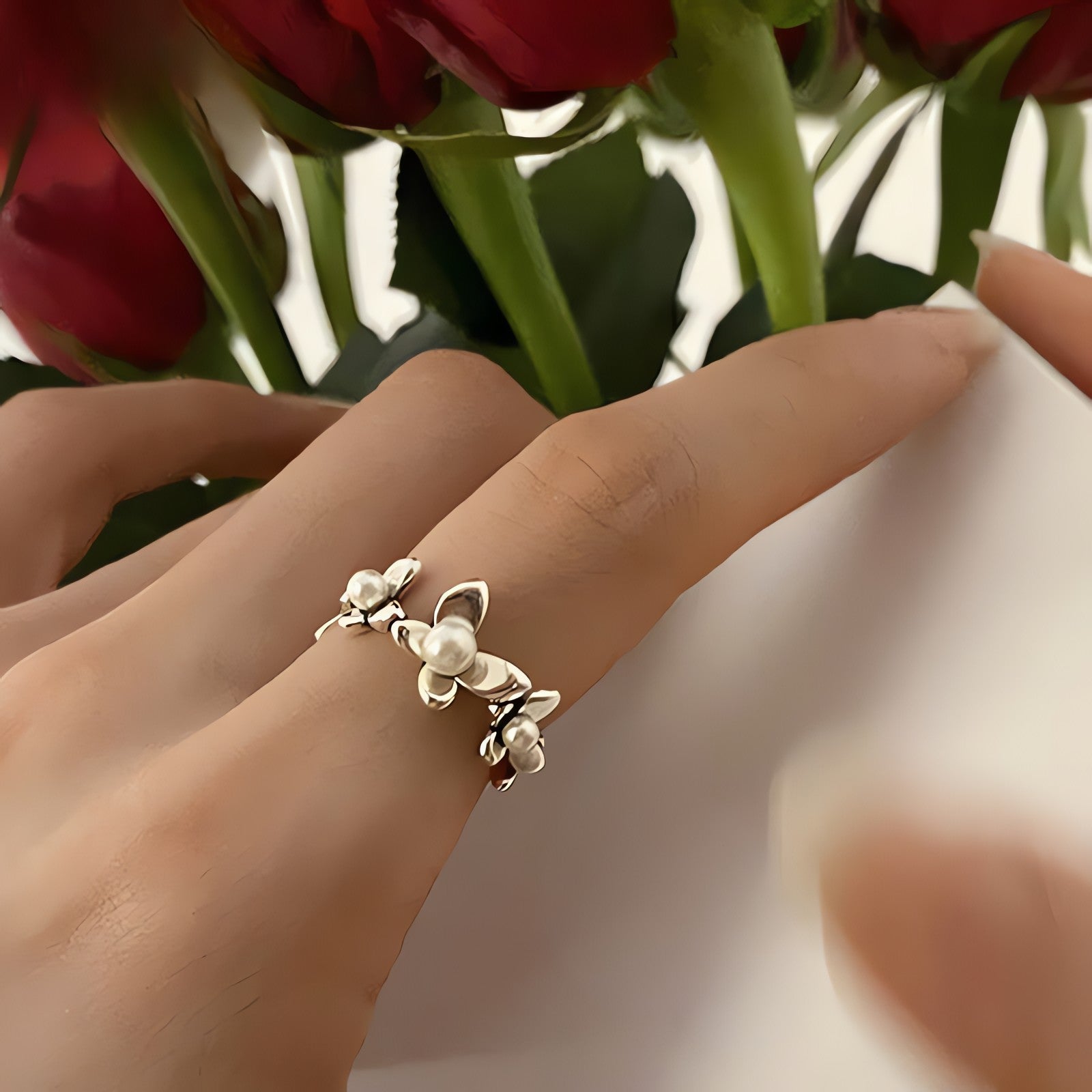 Beaded Floral Ring - KAYSMAR