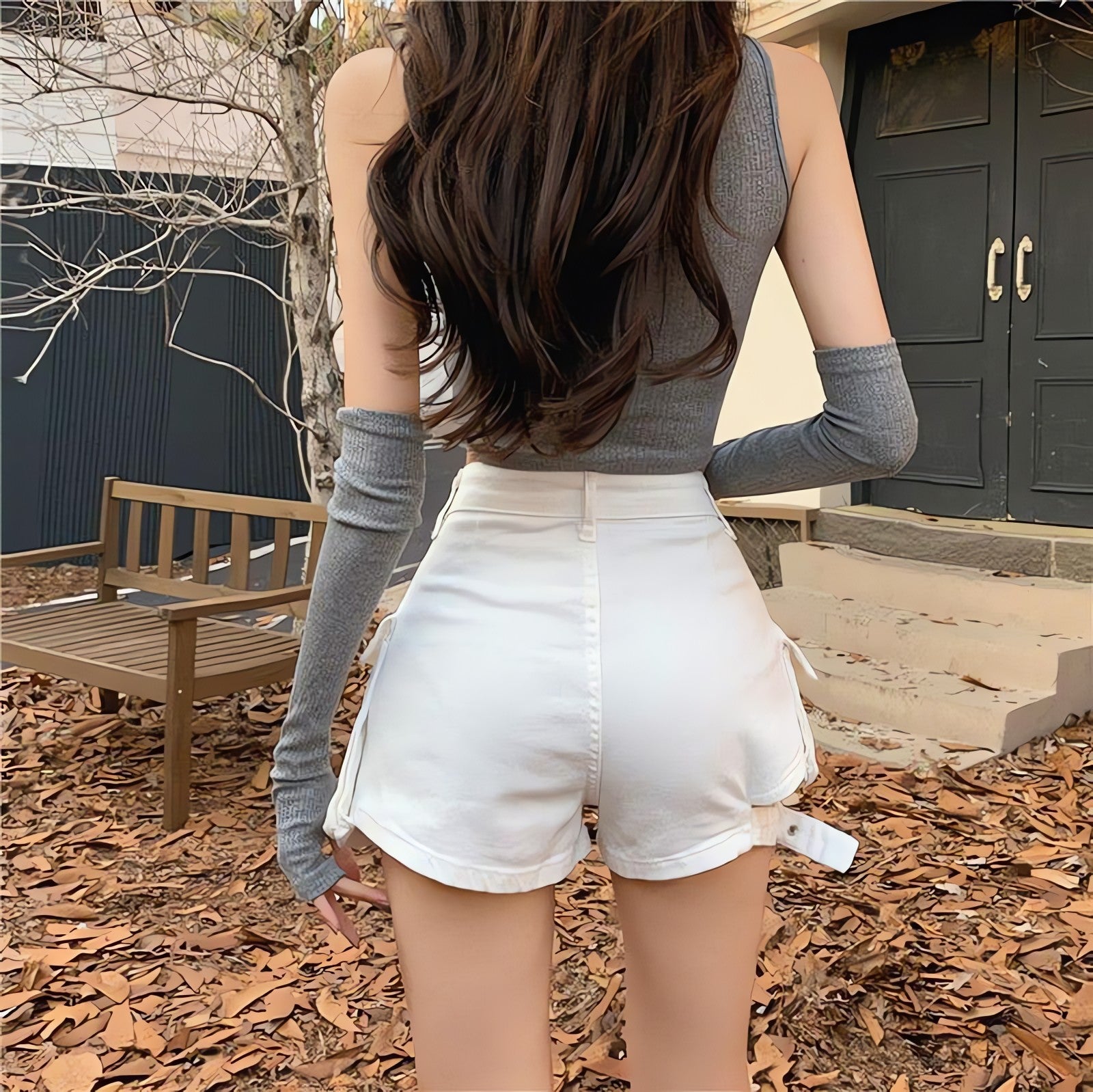 Belt Detail Cargo Denim Shorts - KAYSMAR