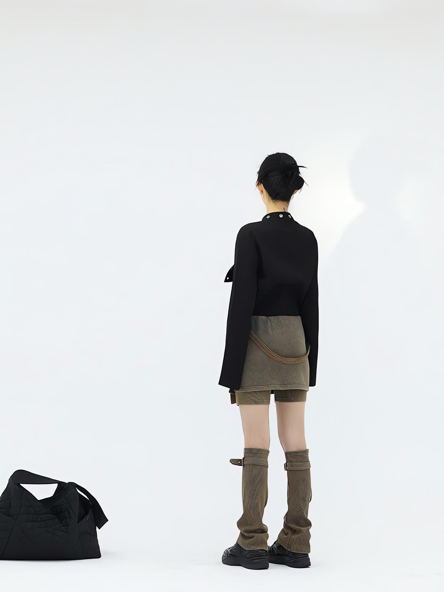 Belt Detail Denim Mini Skort With Leg Warmer - KAYSMAR