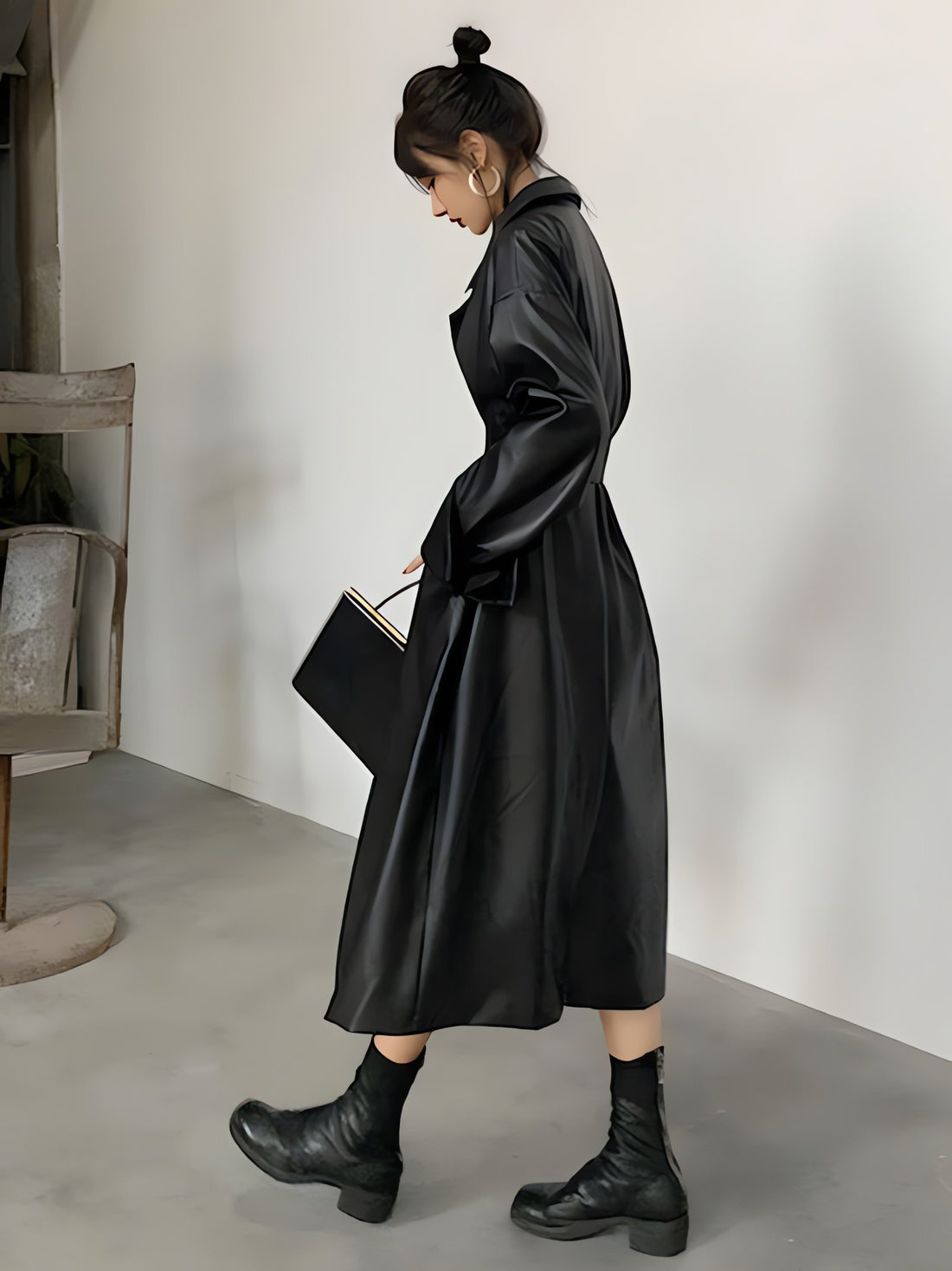 Belted Faux Leather Coat - KAYSMAR