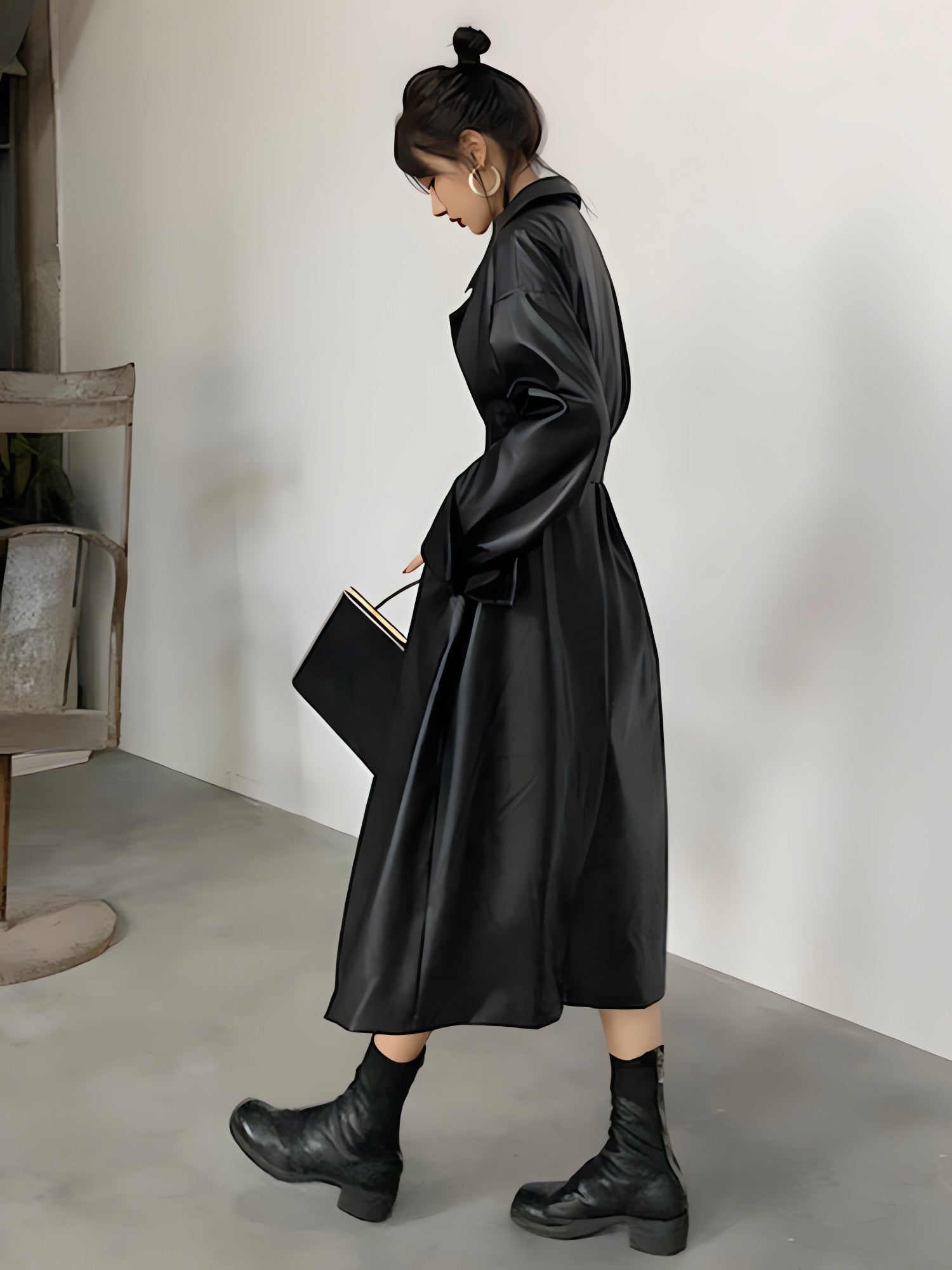 Belted Faux Leather Coat - KAYSMAR