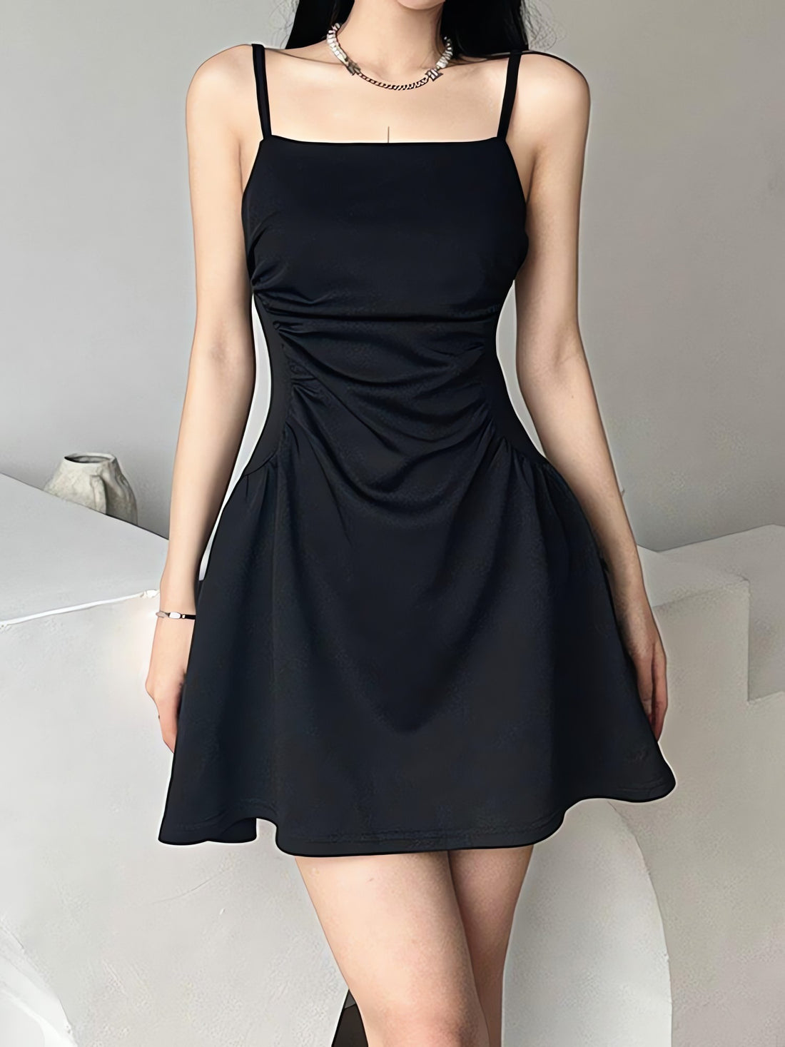 Black Sleeveless Mini Dress - KAYSMAR