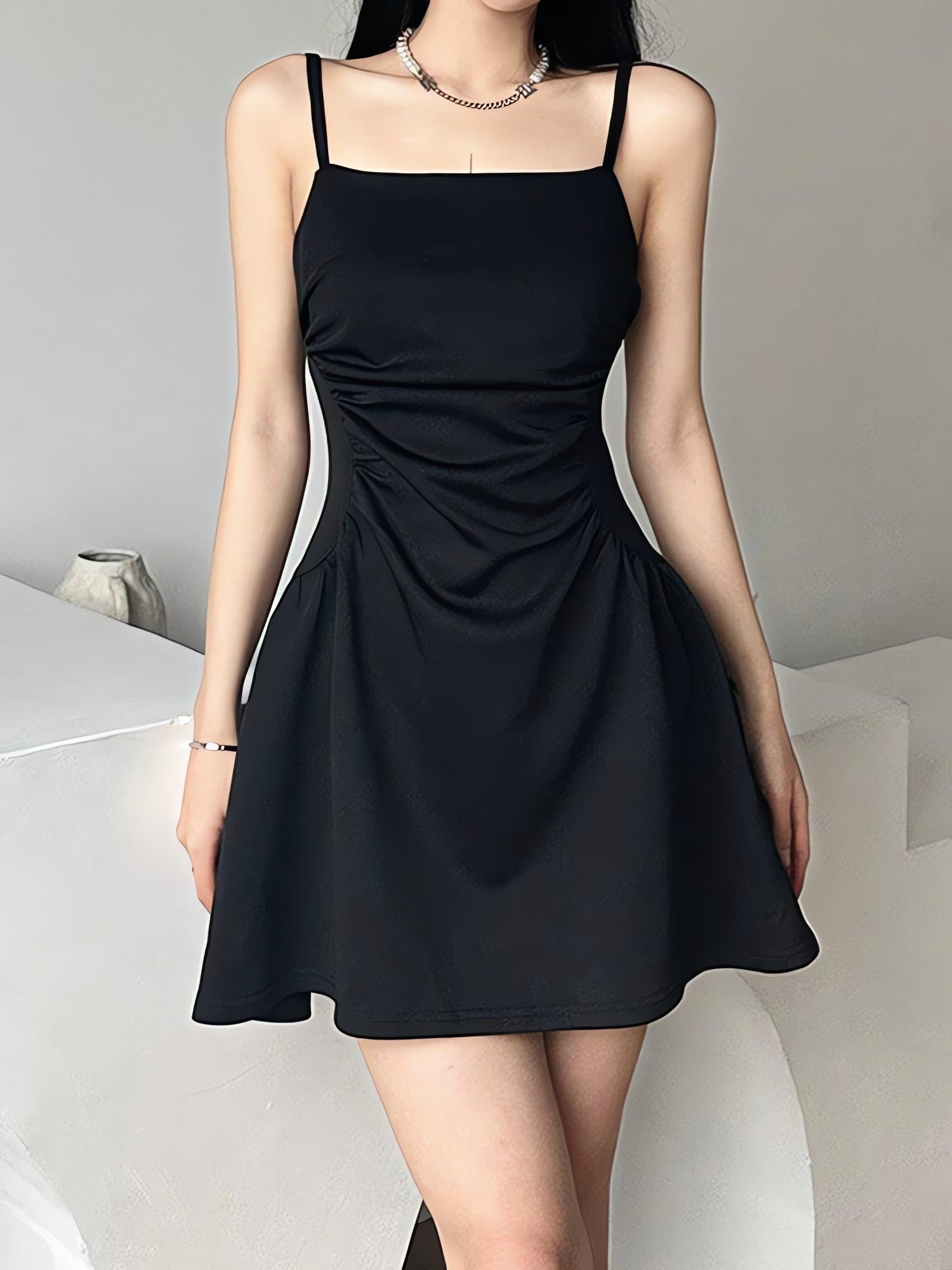 Black Sleeveless Mini Dress - KAYSMAR
