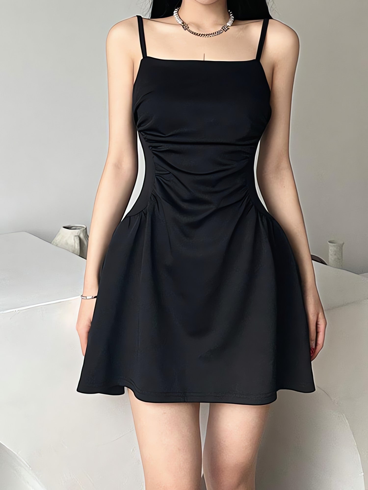 Black Sleeveless Mini Dress - KAYSMAR