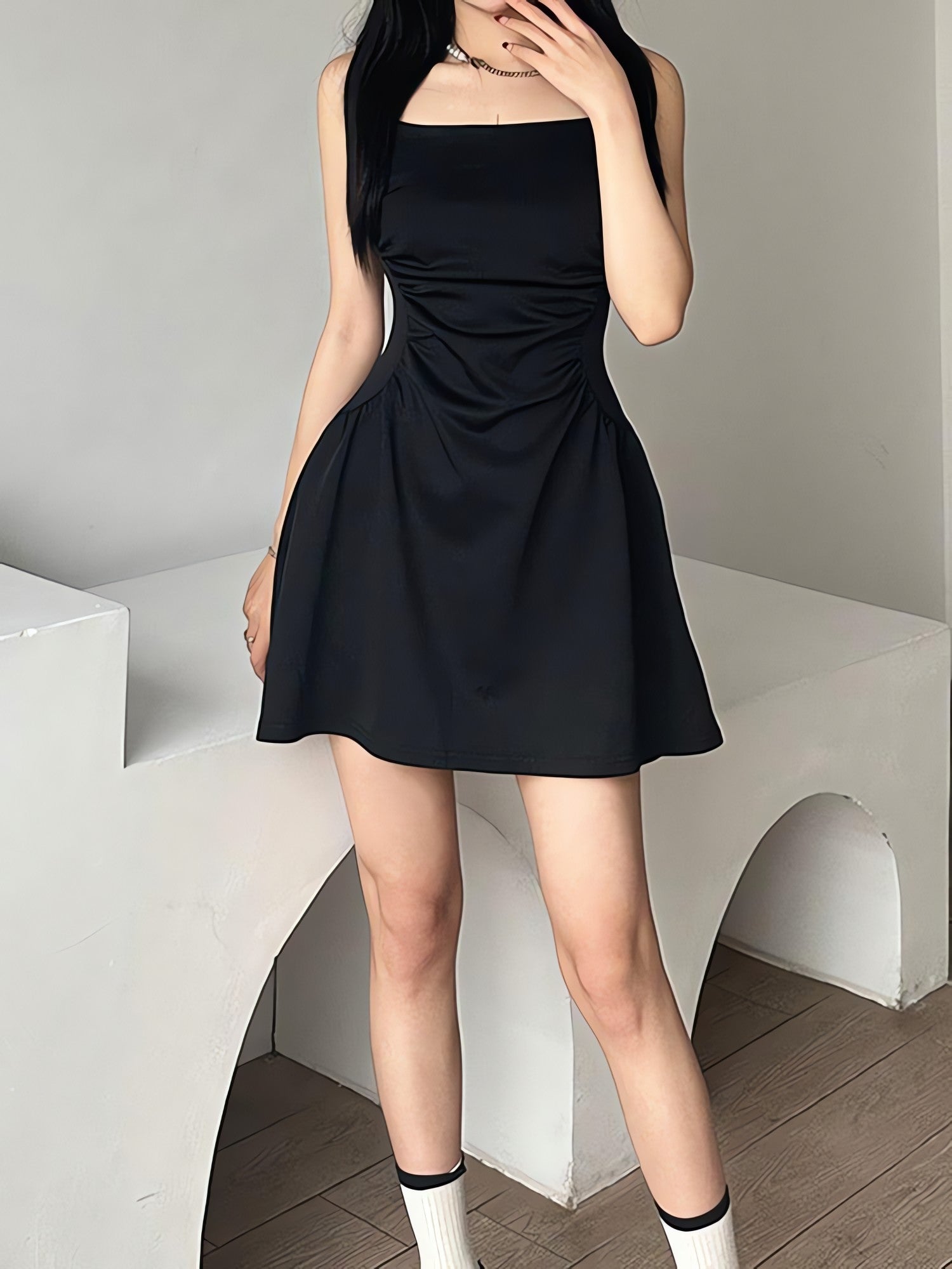 Black Sleeveless Mini Dress - KAYSMAR