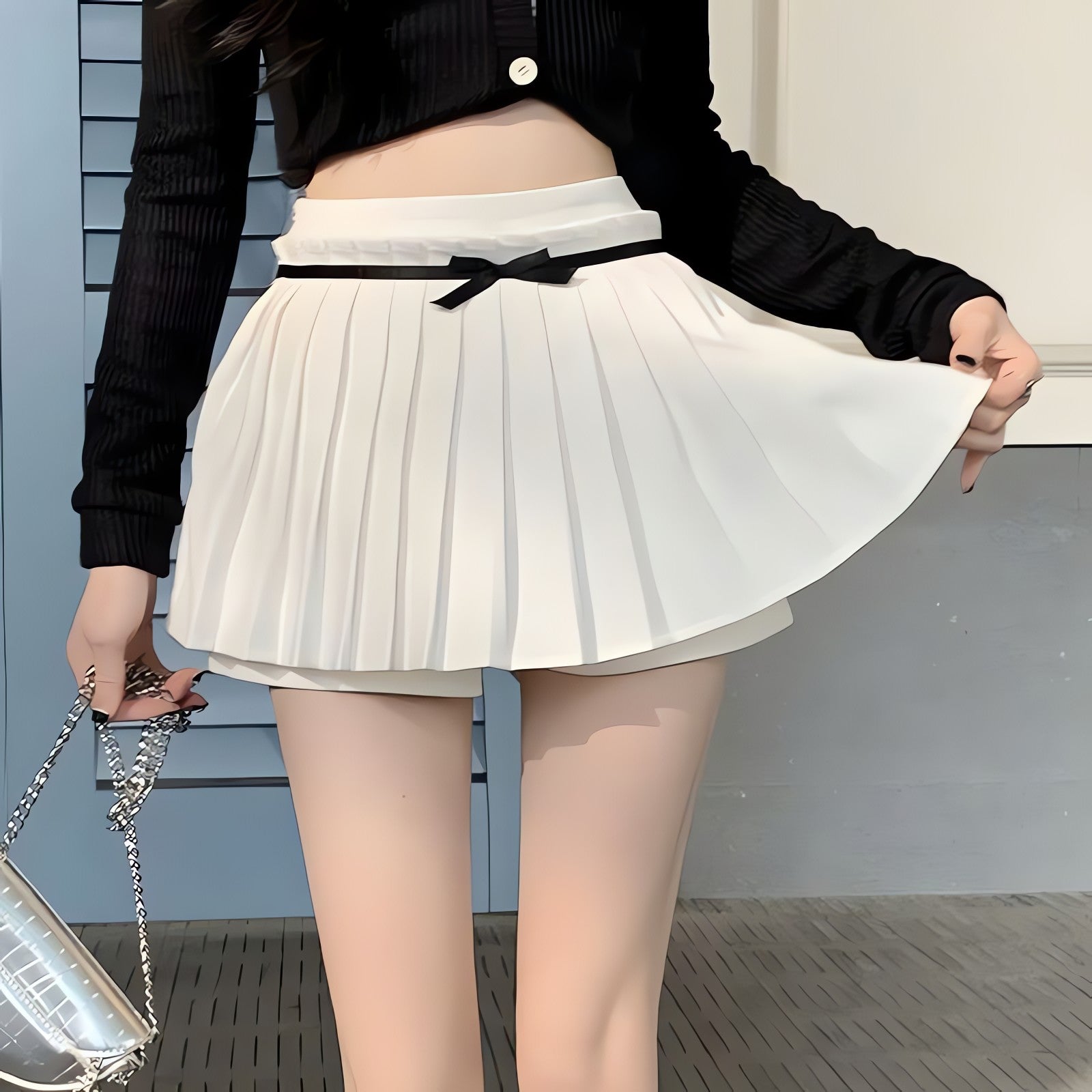 Bow Belt Pleated Mini Skort - KAYSMAR