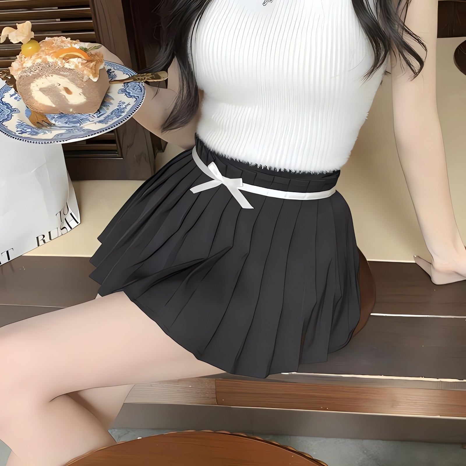 Bow Belt Pleated Mini Skort - KAYSMAR