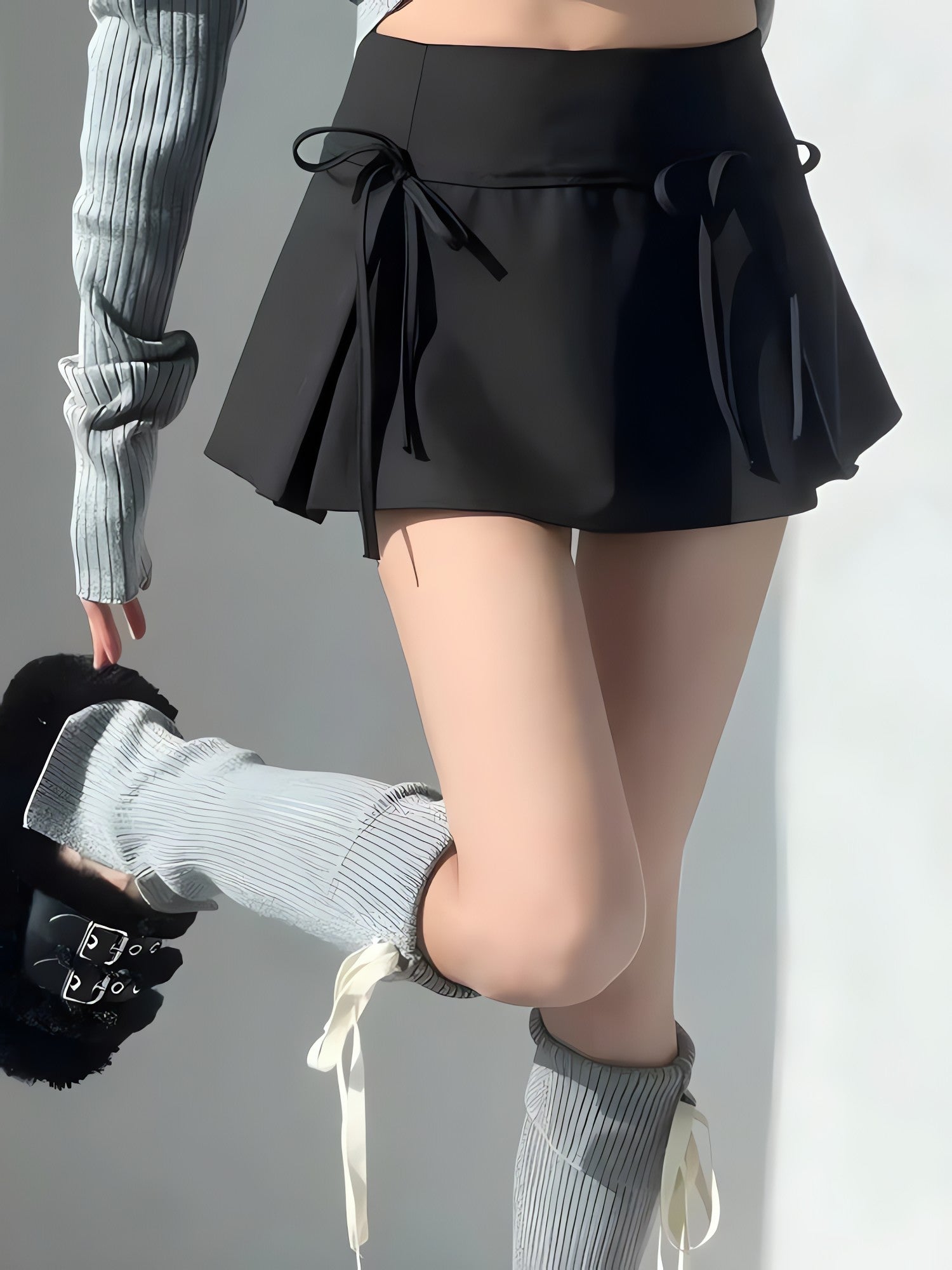 Bow Pleated Mini Skirt - KAYSMAR