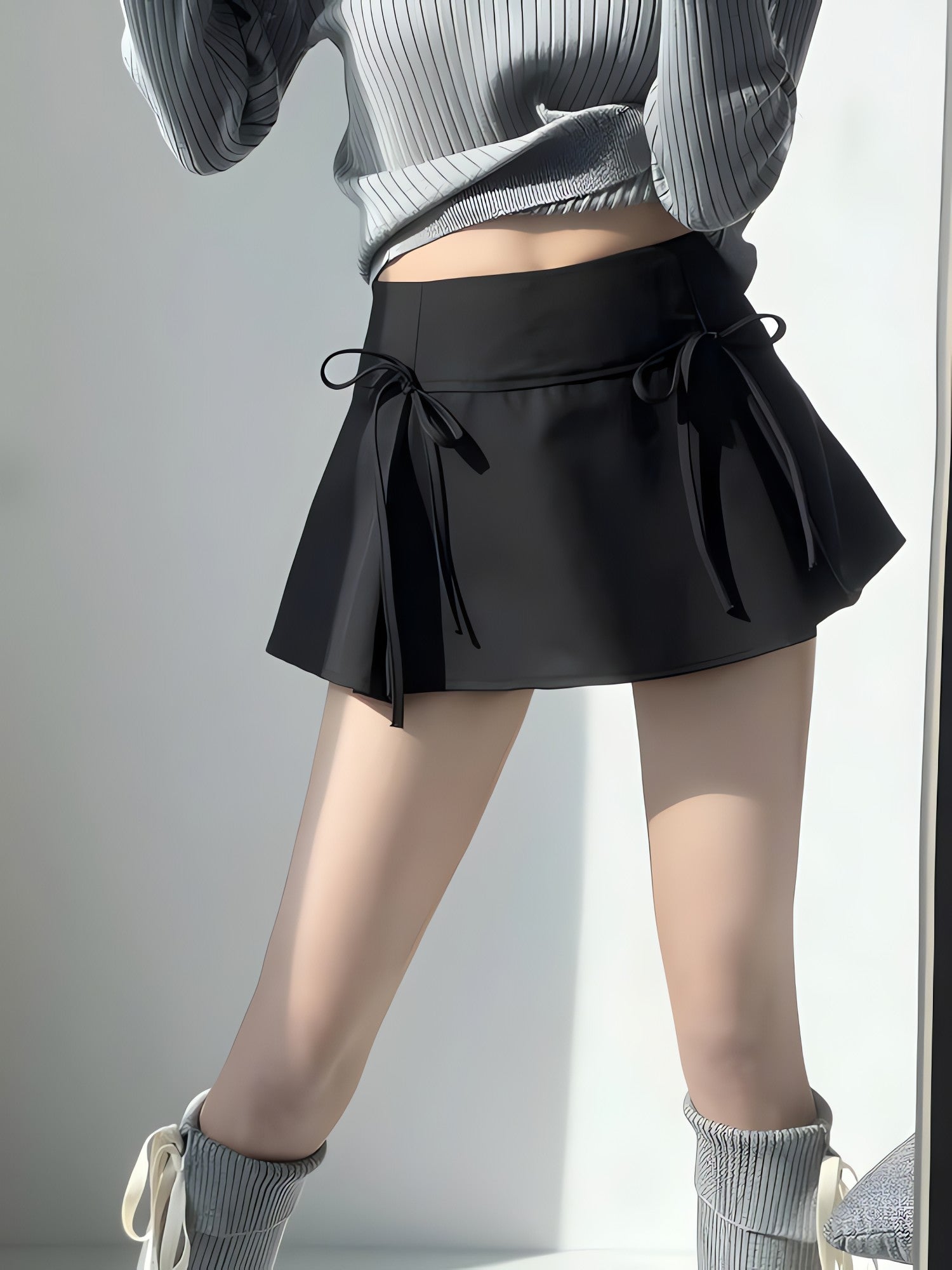 Bow Pleated Mini Skirt - KAYSMAR