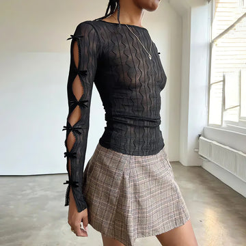 Bow Sleeve Sheer Top - KAYSMAR