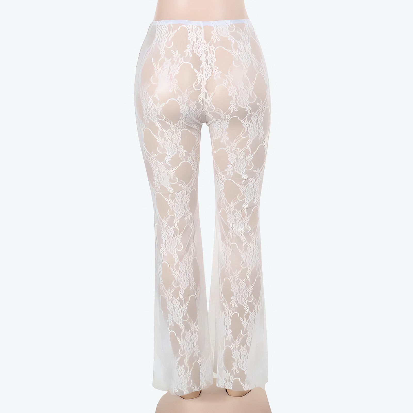 Bow Transparent Lace Flare Pants - KAYSMAR
