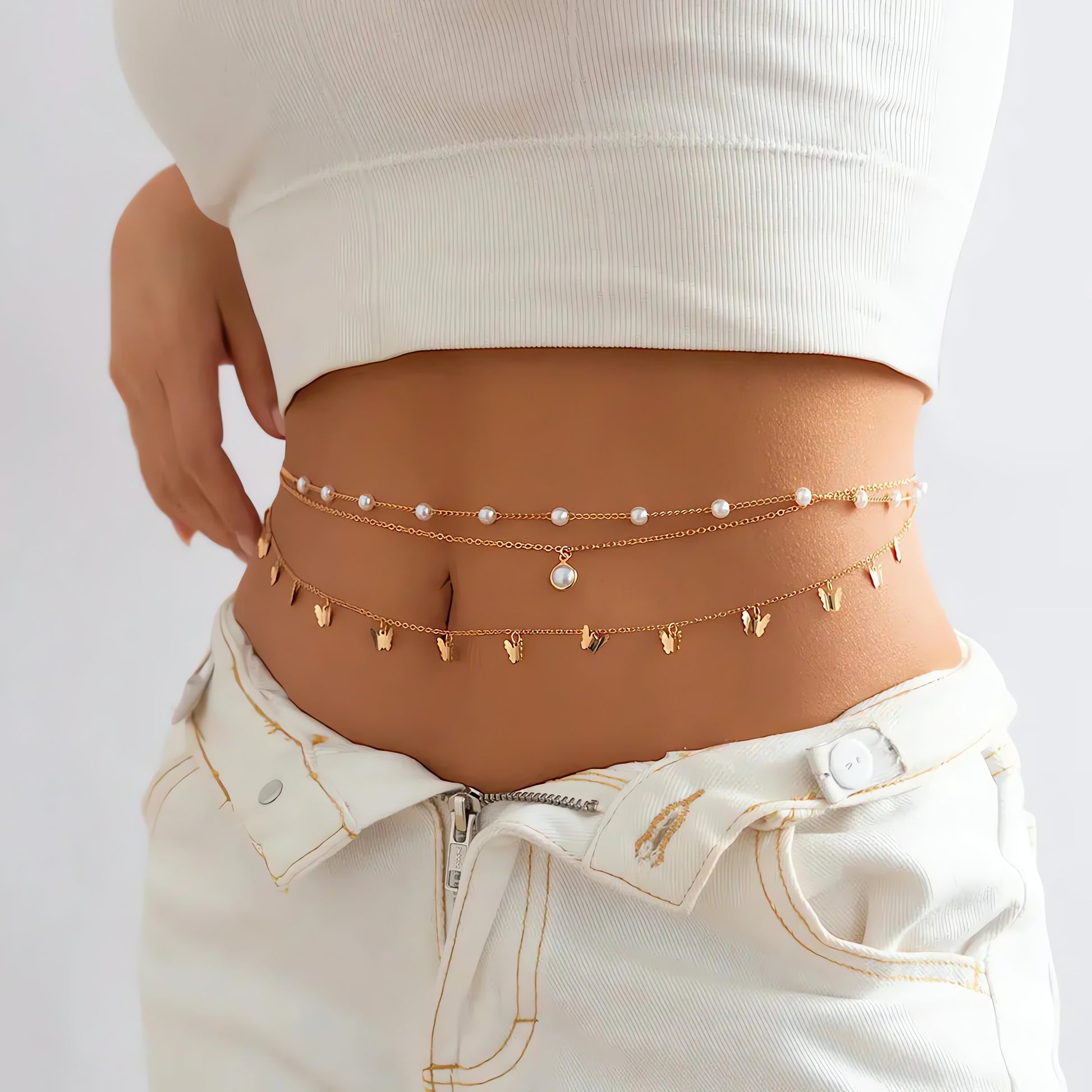 Butterfly Layered Beaded Belly Chain - KAYSMAR