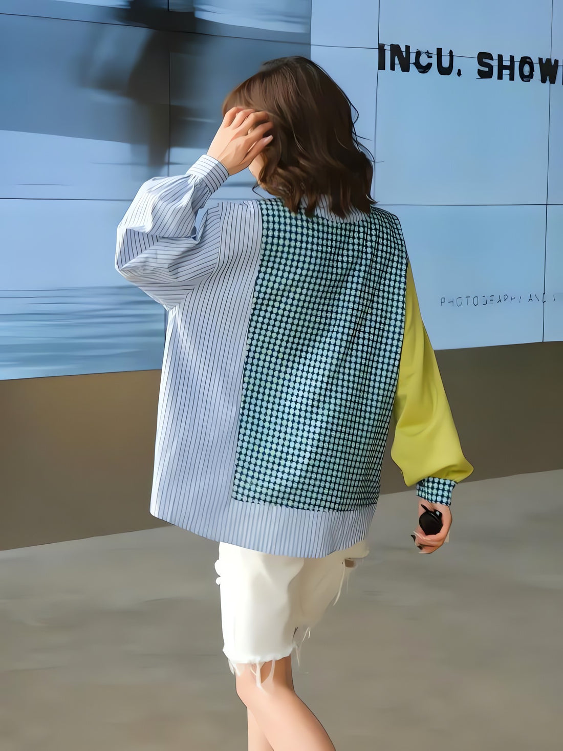 Buttoned Sleeved Patchwork Shirt - KAYSMAR