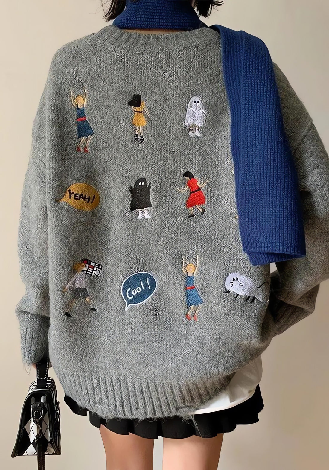Cartoon Embroidered Knitted Sweater - KAYSMAR