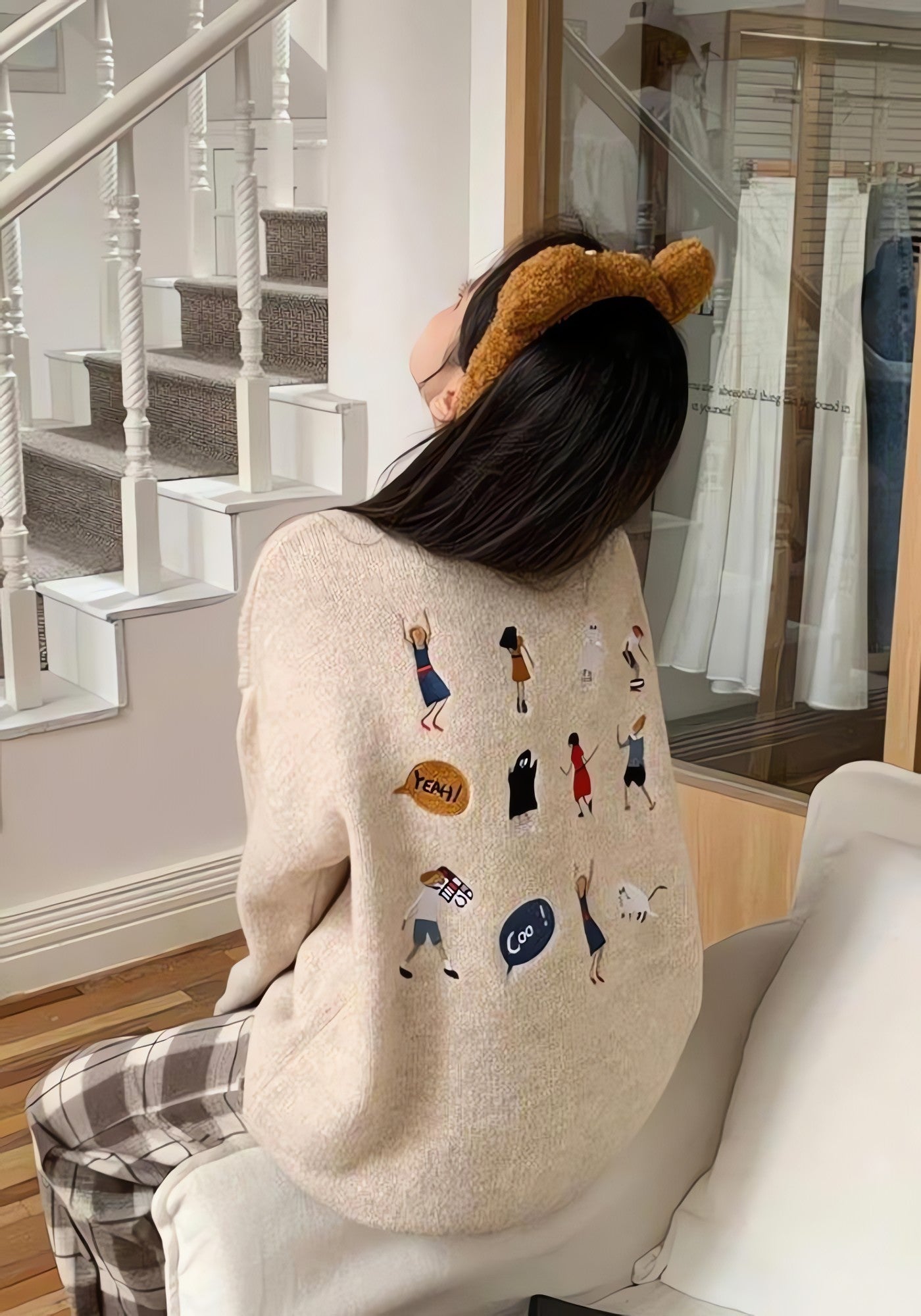 Cartoon Embroidered Knitted Sweater - KAYSMAR