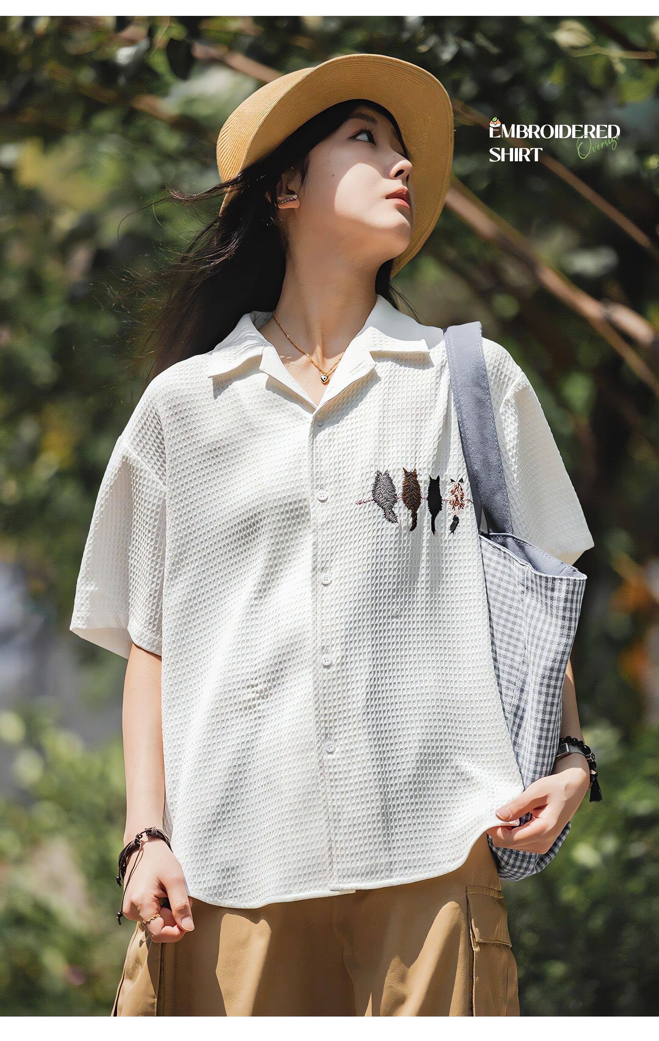 Cat Embroidered Shirt - KAYSMAR