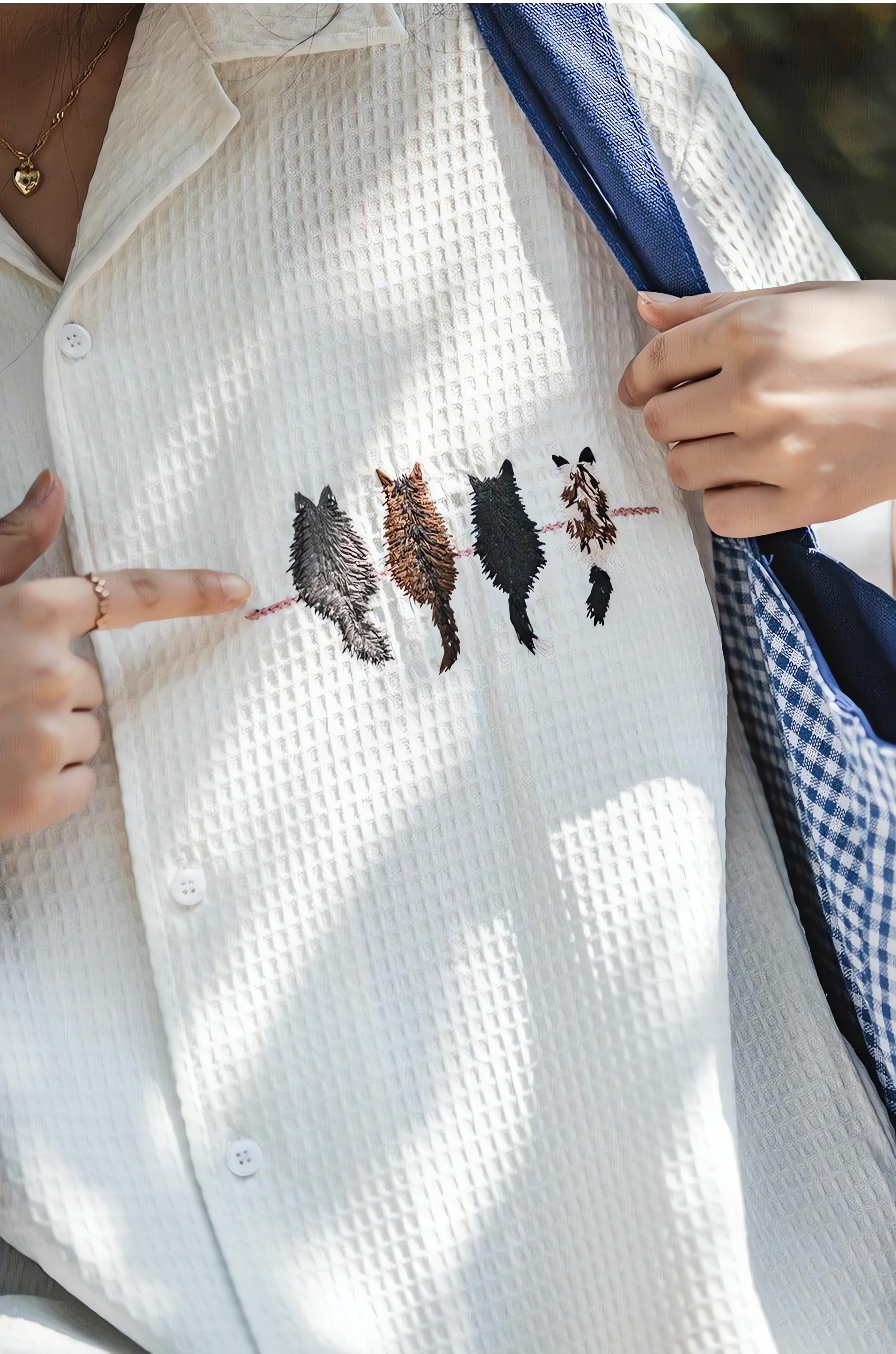 Cat Embroidered Shirt - KAYSMAR