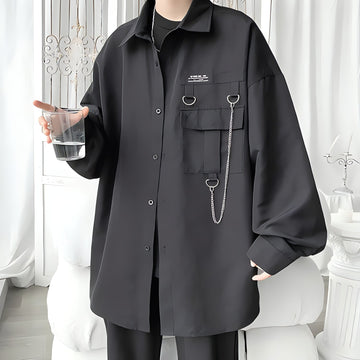 Chain Detailed Long Sleeve Shirt - KAYSMAR