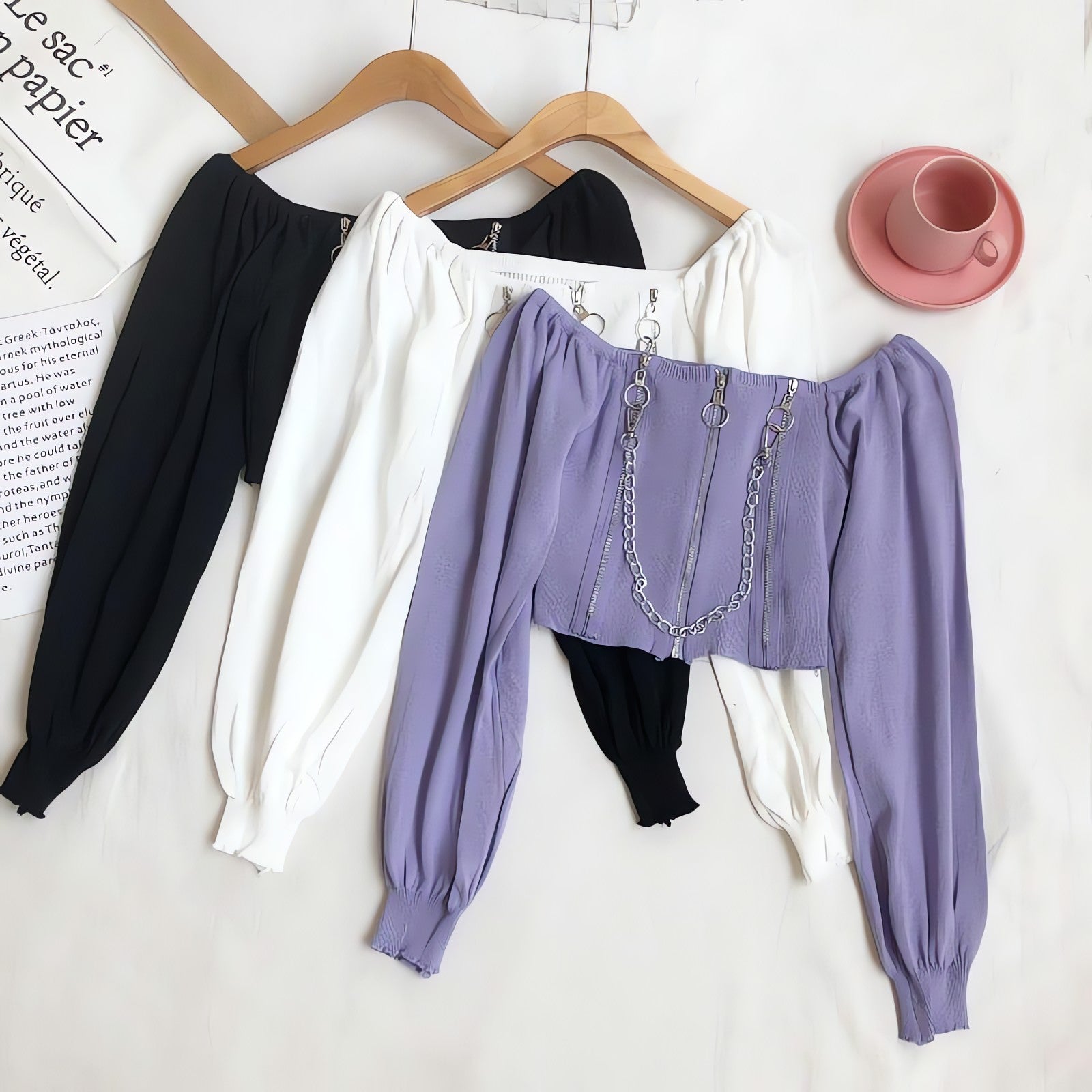 Chain Detailed Square Neck Crop Top - KAYSMAR